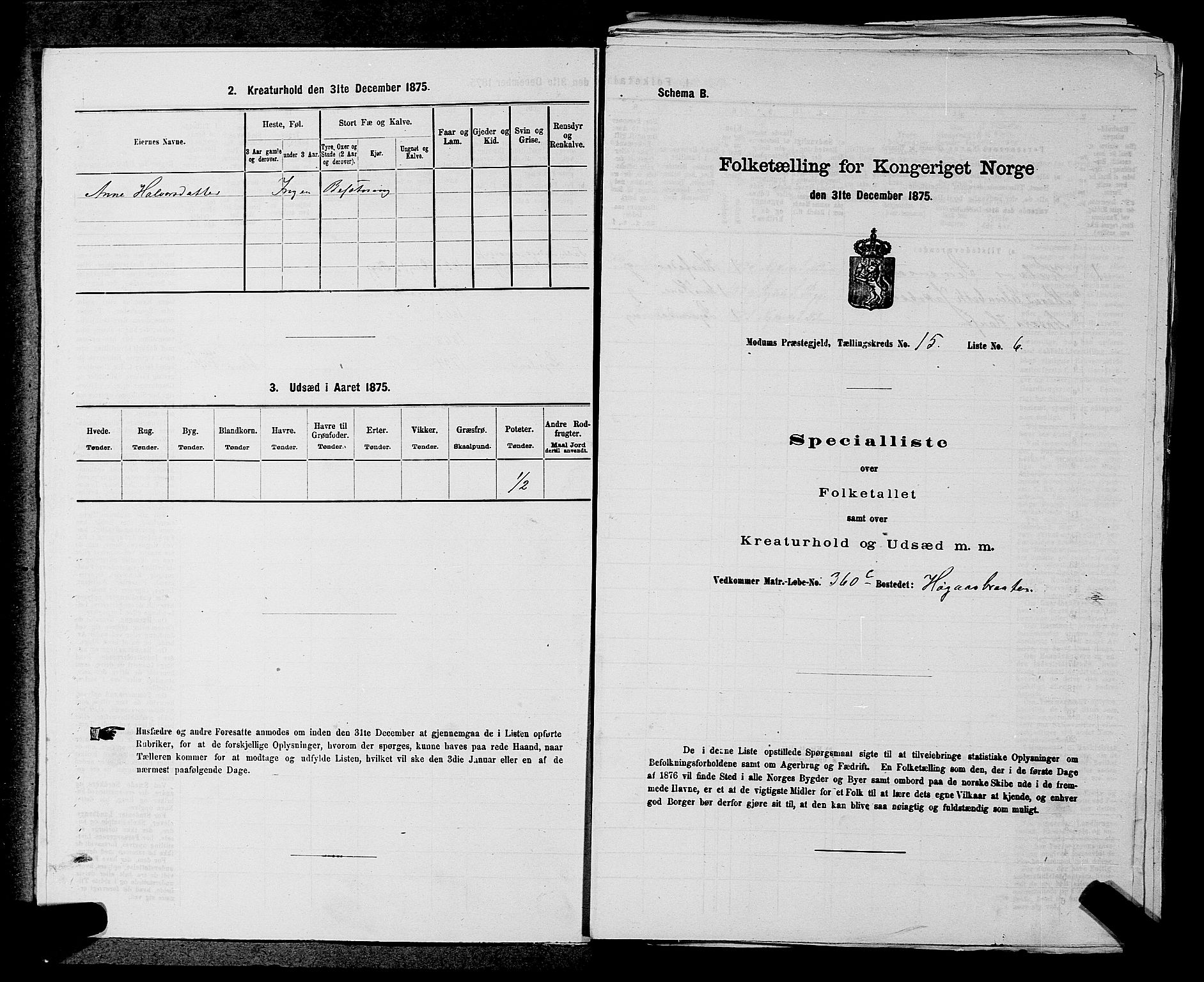 SAKO, 1875 census for 0623P Modum, 1875, p. 1789