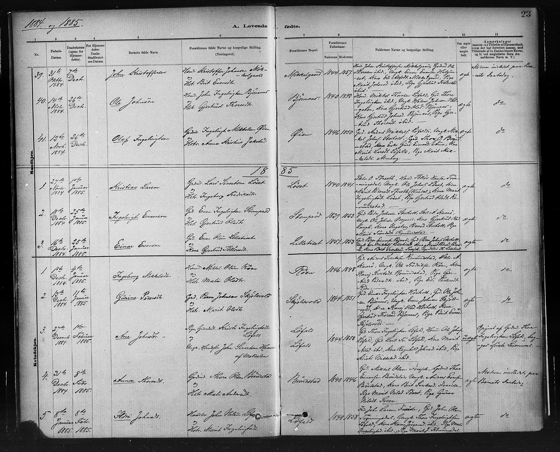 Ministerialprotokoller, klokkerbøker og fødselsregistre - Møre og Romsdal, AV/SAT-A-1454/598/L1069: Parish register (official) no. 598A03, 1882-1895, p. 23