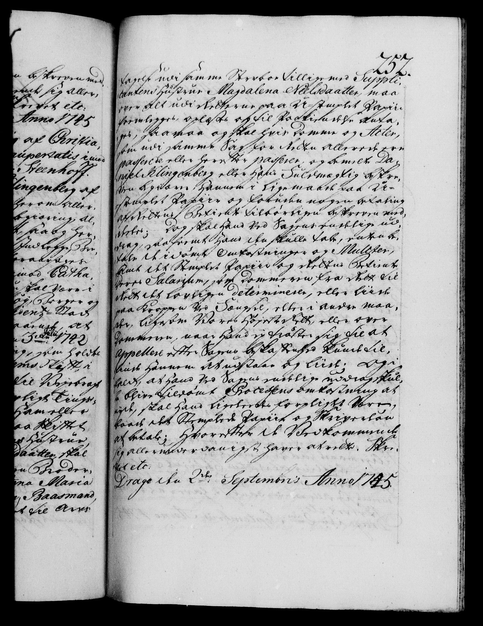 Danske Kanselli 1572-1799, AV/RA-EA-3023/F/Fc/Fca/Fcaa/L0034: Norske registre, 1745-1746, p. 252a