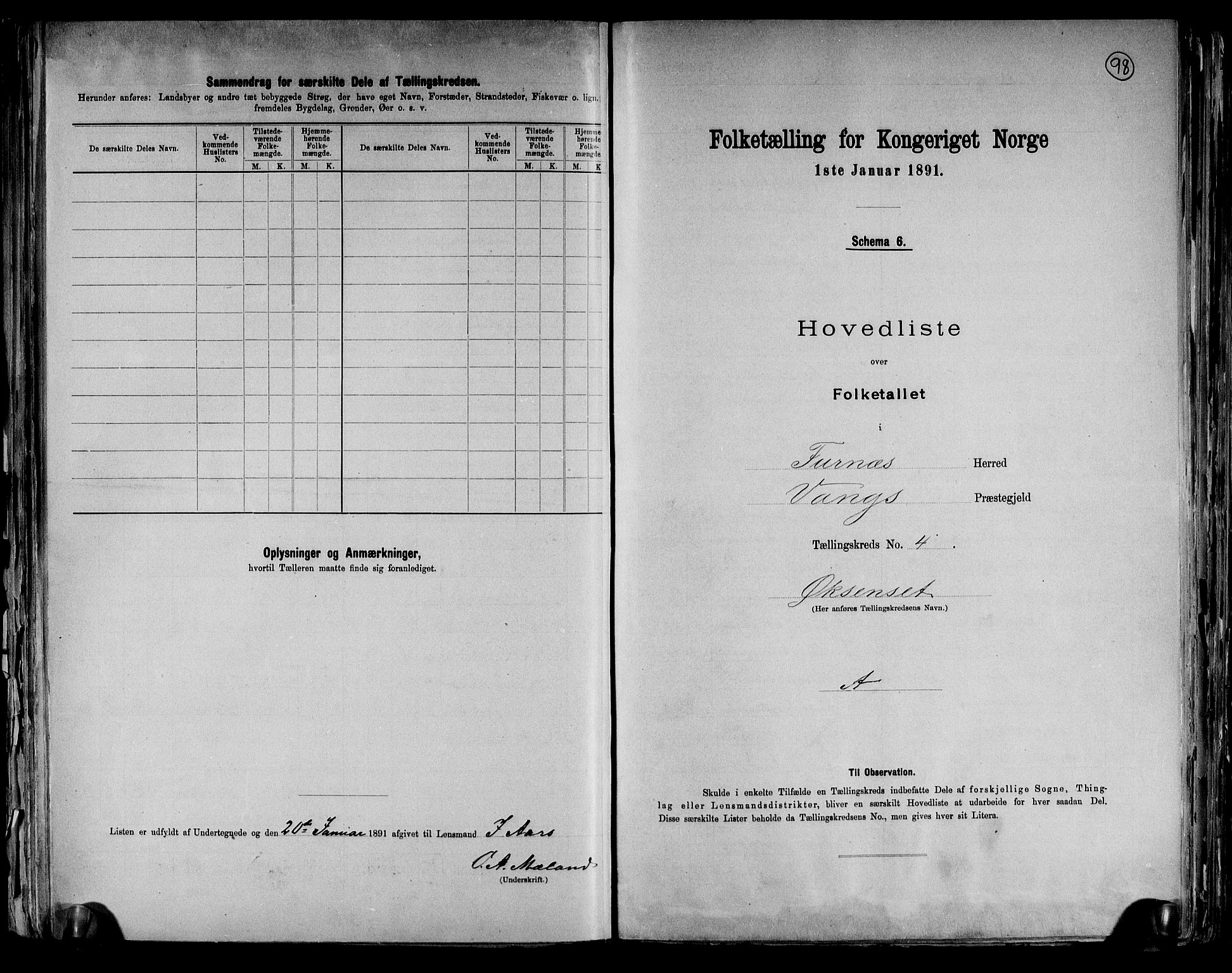RA, Census 1891 for 0413 Furnes herred, 1891, p. 14