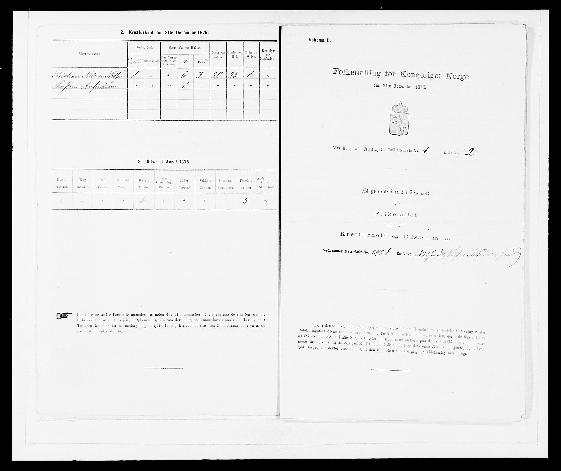 SAB, 1875 census for 1429P Ytre Holmedal, 1875, p. 1083