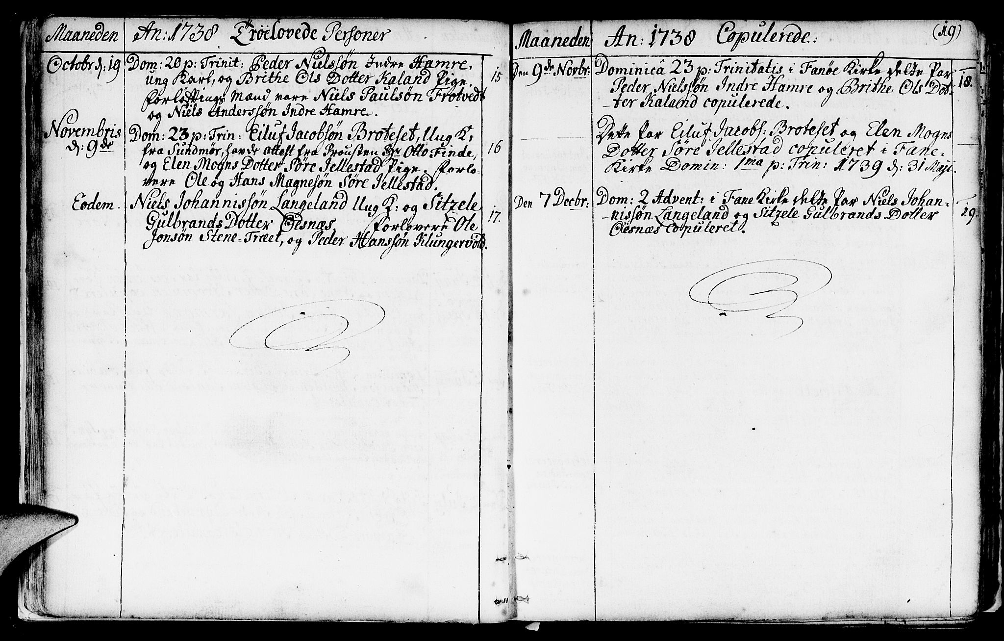 Fana Sokneprestembete, AV/SAB-A-75101/H/Haa/Haaa/L0003: Parish register (official) no. A 3, 1736-1757, p. 19