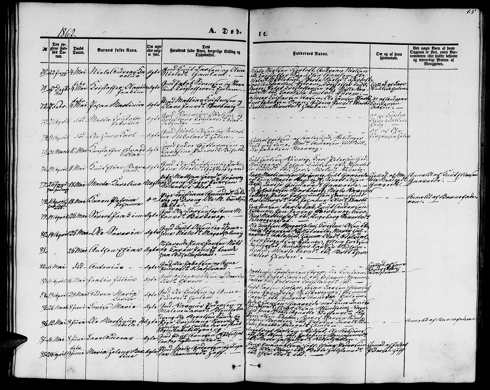 Ministerialprotokoller, klokkerbøker og fødselsregistre - Møre og Romsdal, AV/SAT-A-1454/528/L0427: Parish register (copy) no. 528C08, 1855-1864, p. 65