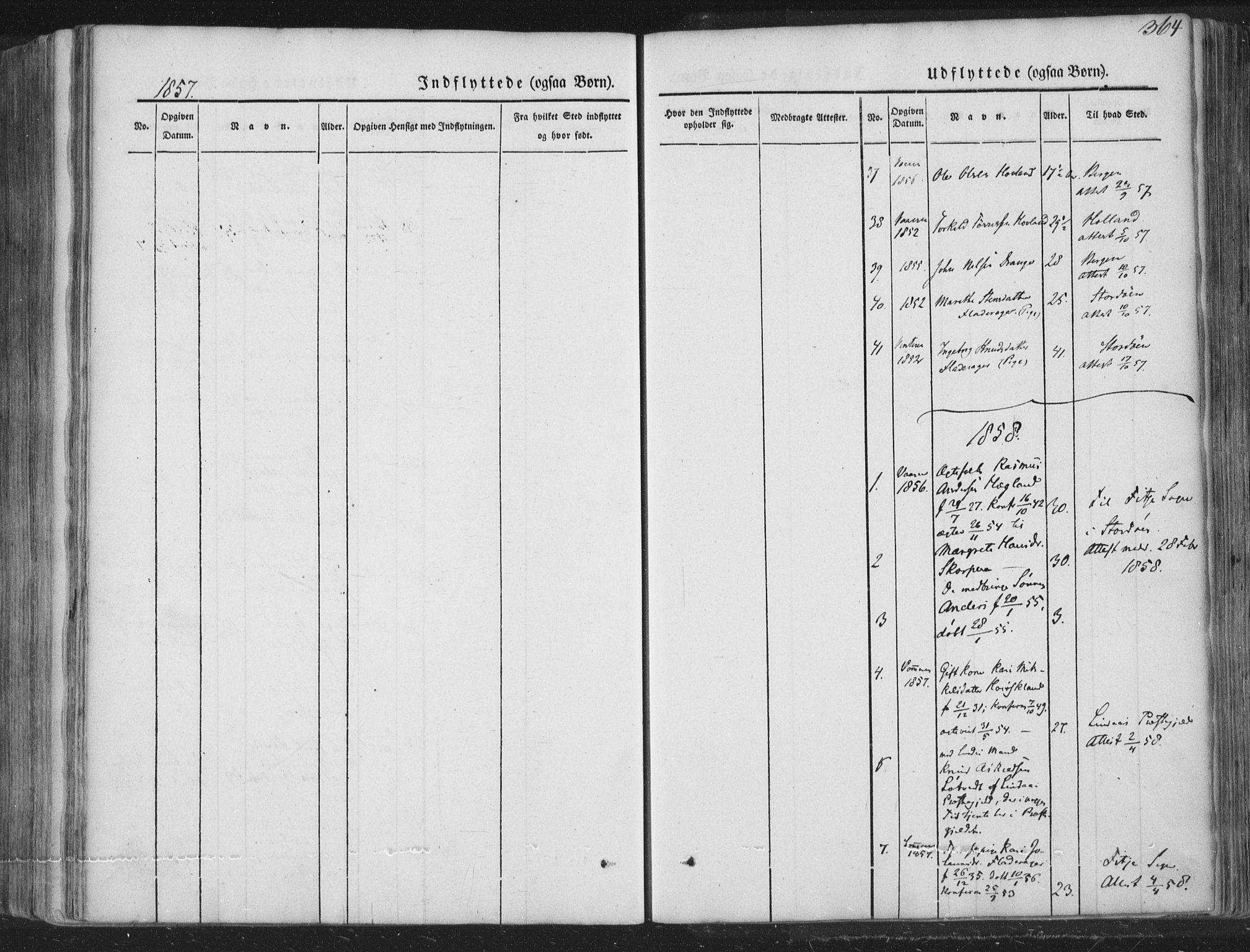 Tysnes sokneprestembete, AV/SAB-A-78601/H/Haa: Parish register (official) no. A 10, 1848-1859, p. 364