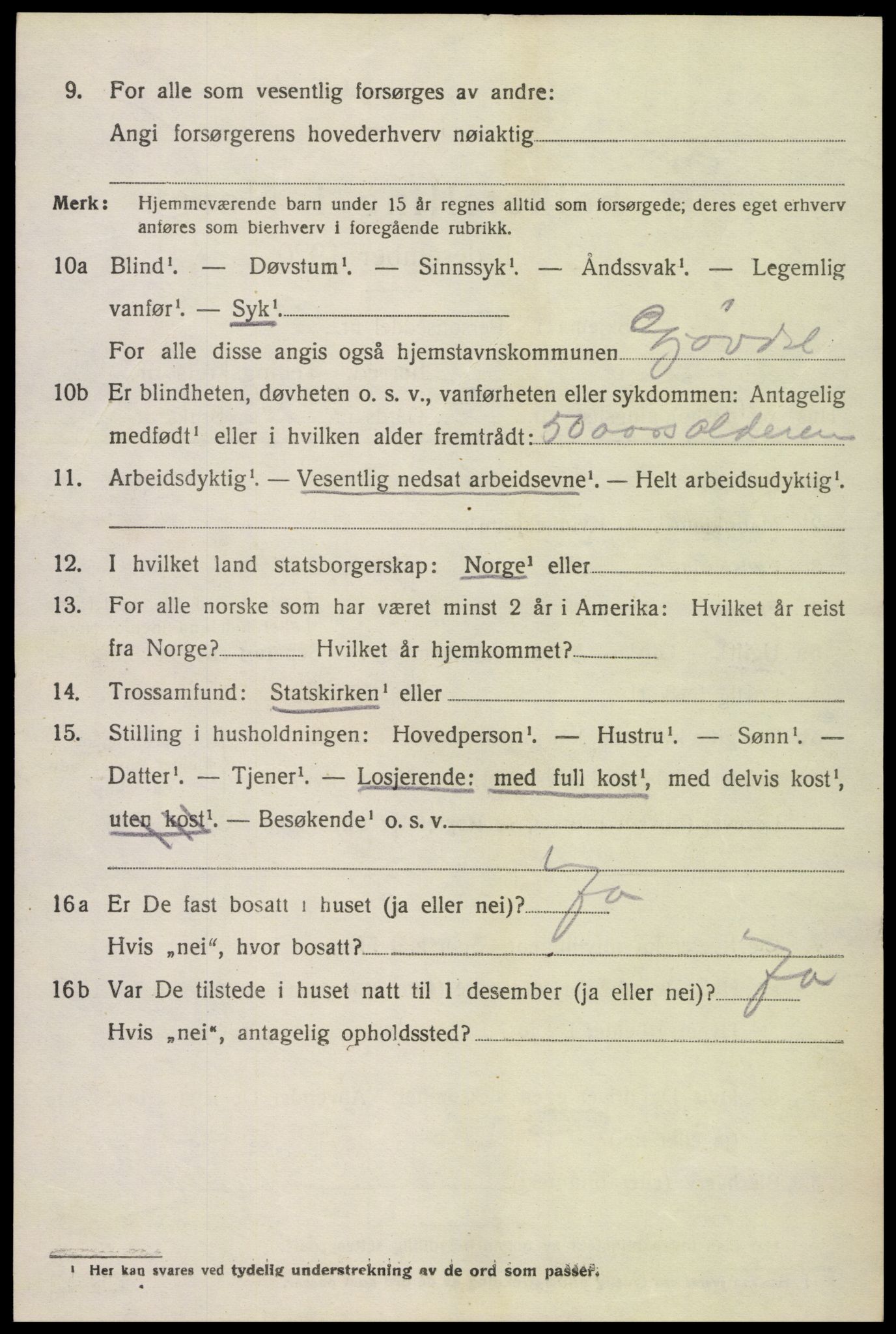 SAK, 1920 census for Gjøvdal, 1920, p. 821