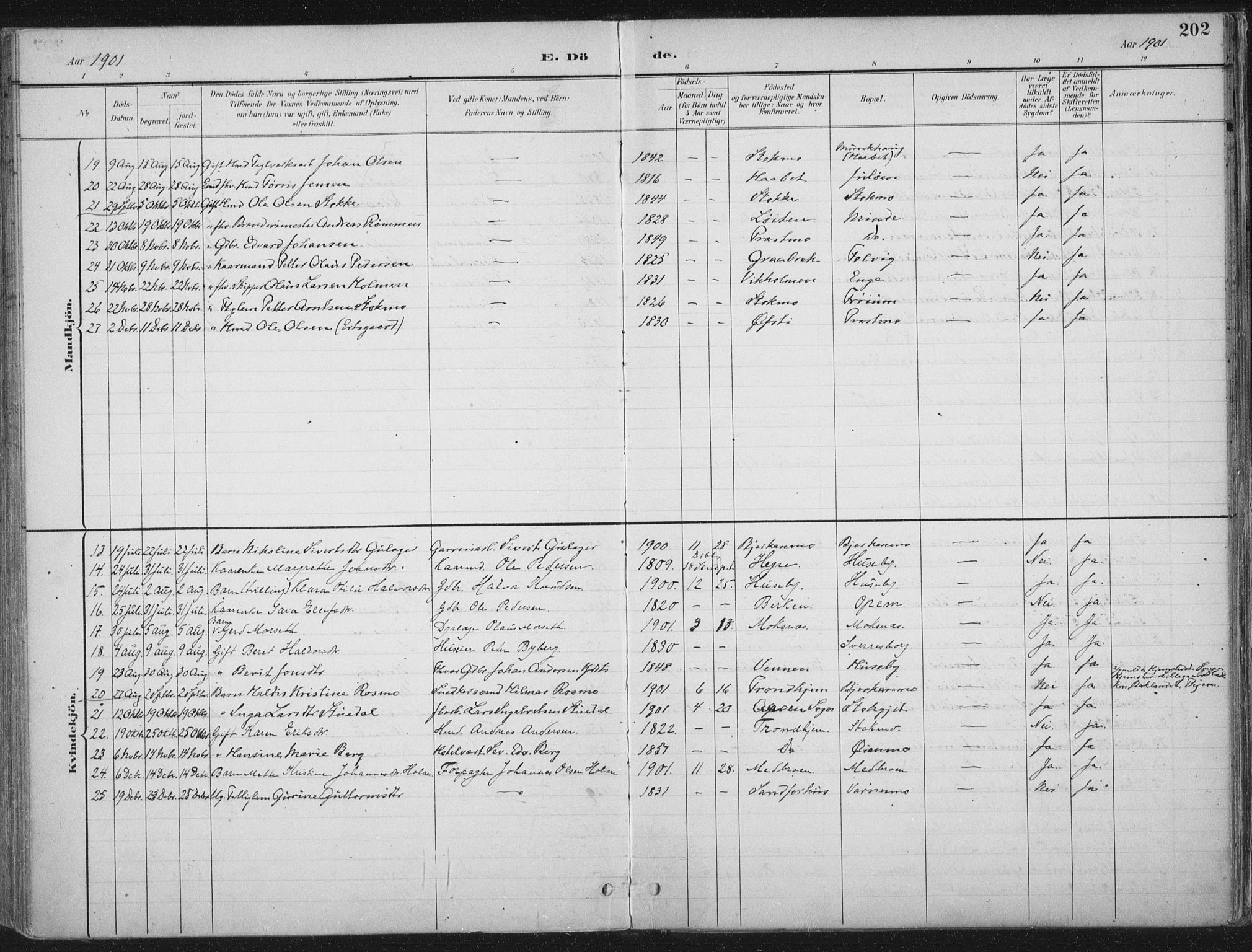 Ministerialprotokoller, klokkerbøker og fødselsregistre - Nord-Trøndelag, SAT/A-1458/709/L0082: Parish register (official) no. 709A22, 1896-1916, p. 202