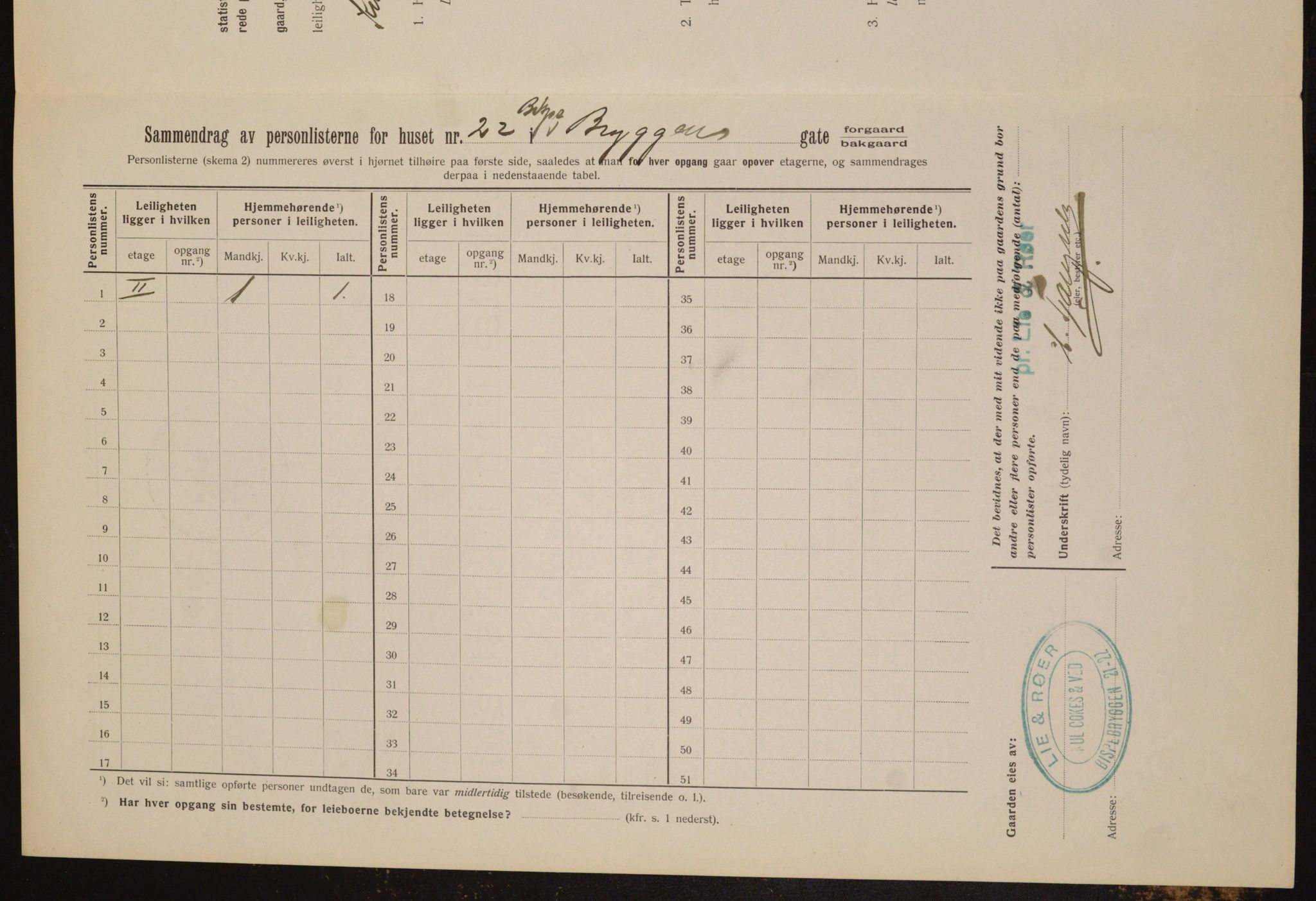 OBA, Municipal Census 1912 for Kristiania, 1912, p. 5202