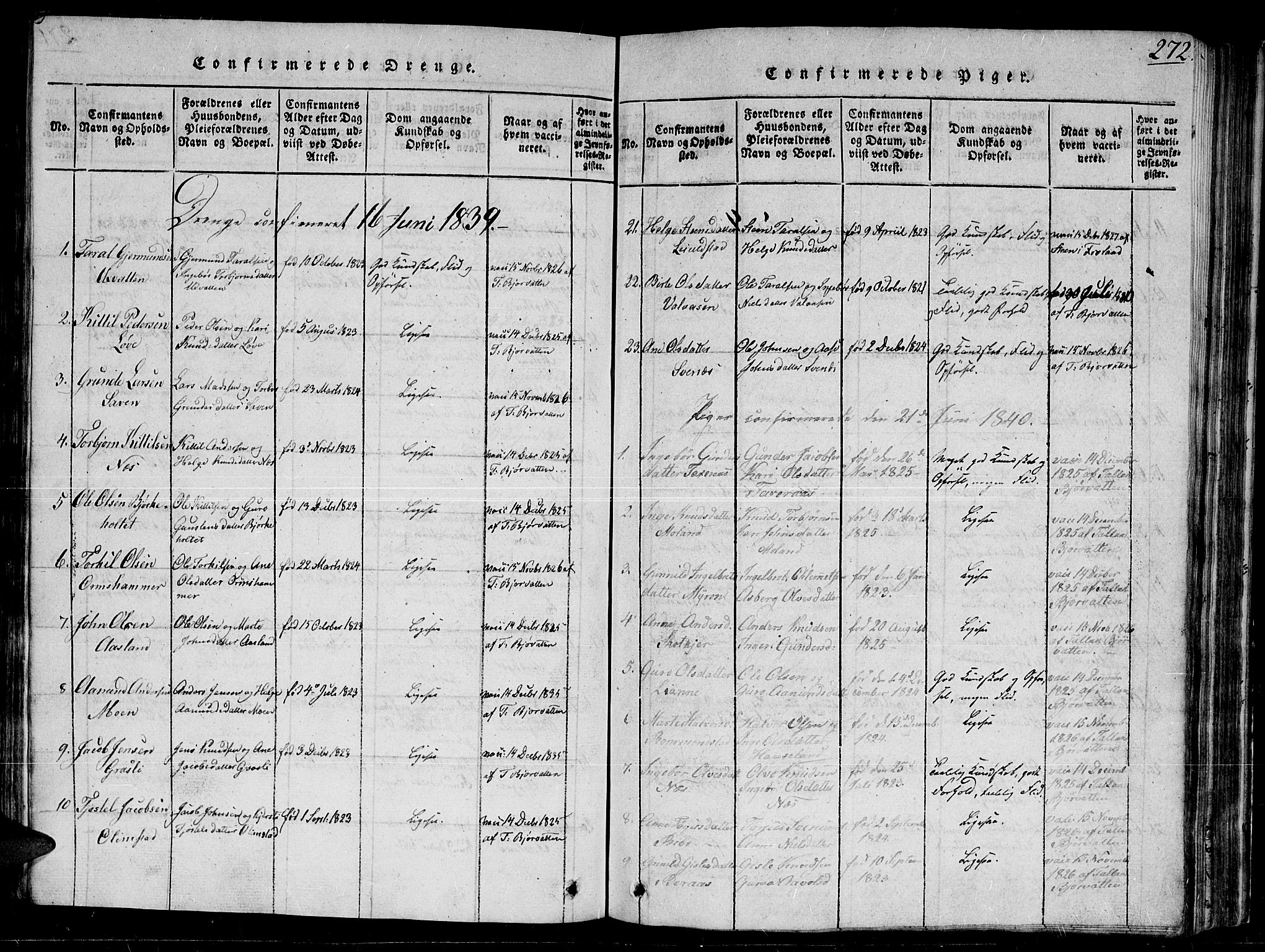 Gjerstad sokneprestkontor, AV/SAK-1111-0014/F/Fb/Fbb/L0001: Parish register (copy) no. B 1, 1813-1863, p. 272