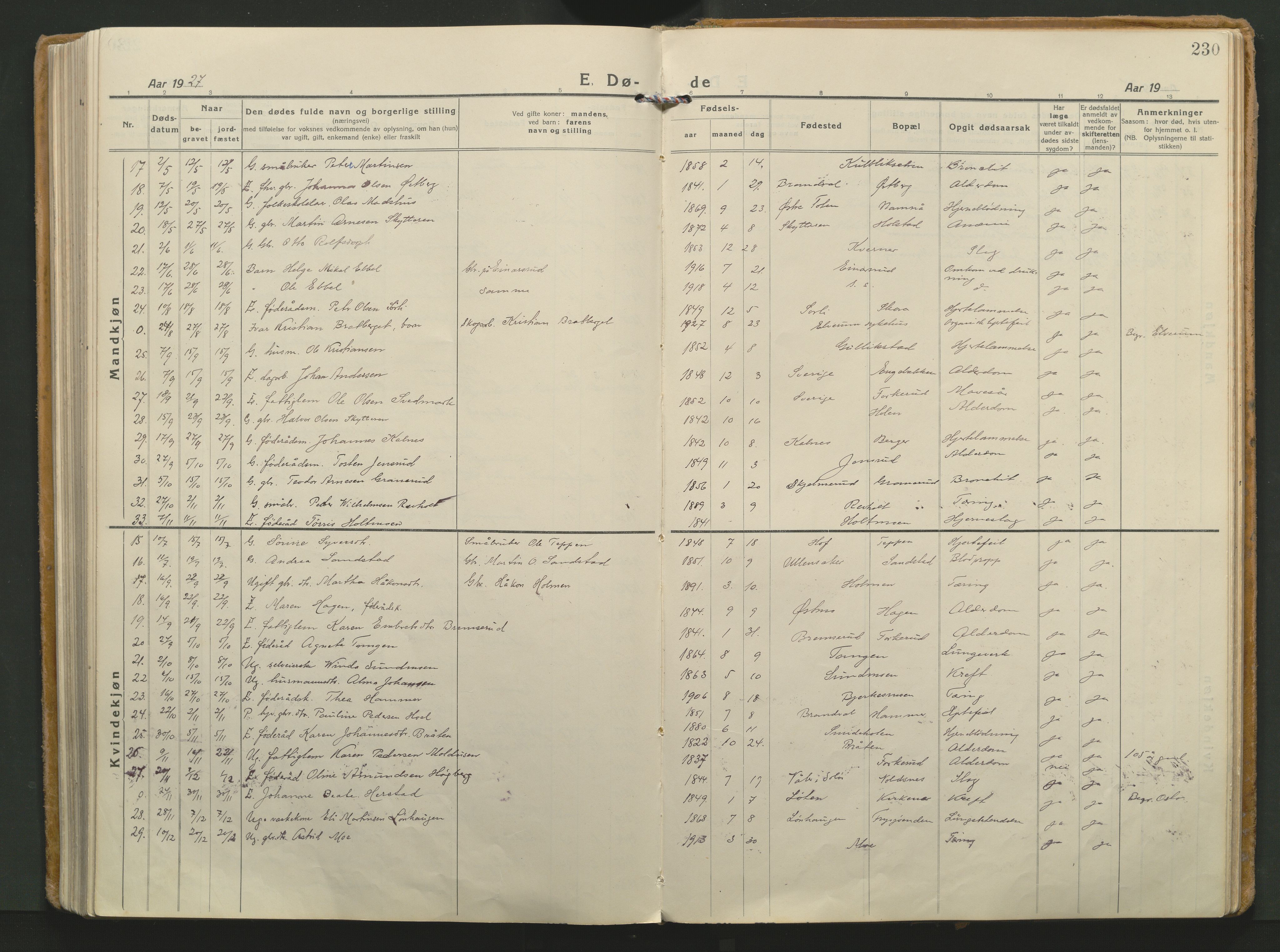 Grue prestekontor, AV/SAH-PREST-036/H/Ha/Haa/L0018: Parish register (official) no. 18, 1923-1940, p. 230