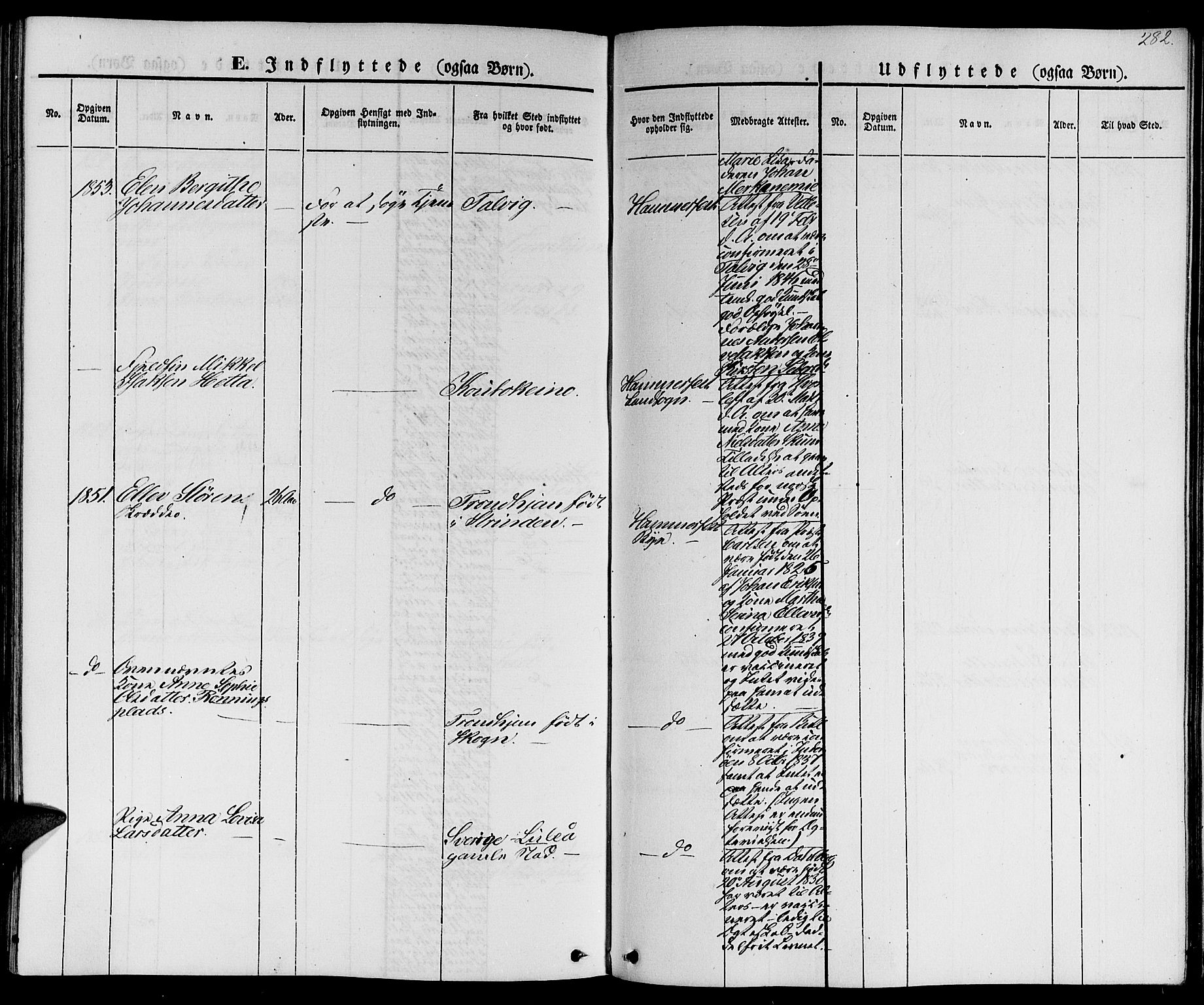 Hammerfest sokneprestkontor, AV/SATØ-S-1347/H/Hb/L0002.klokk: Parish register (copy) no. 2, 1851-1861, p. 282