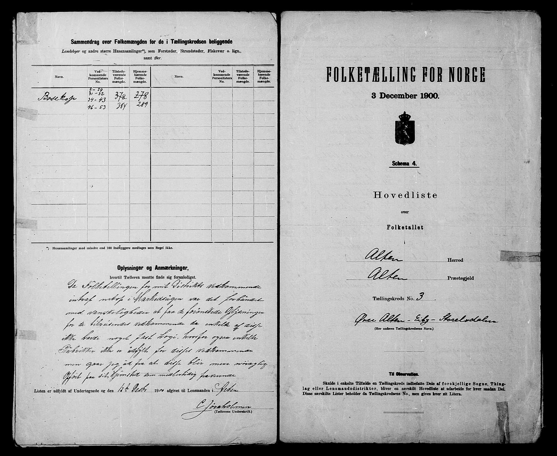 SATØ, 1900 census for Alta, 1900, p. 8