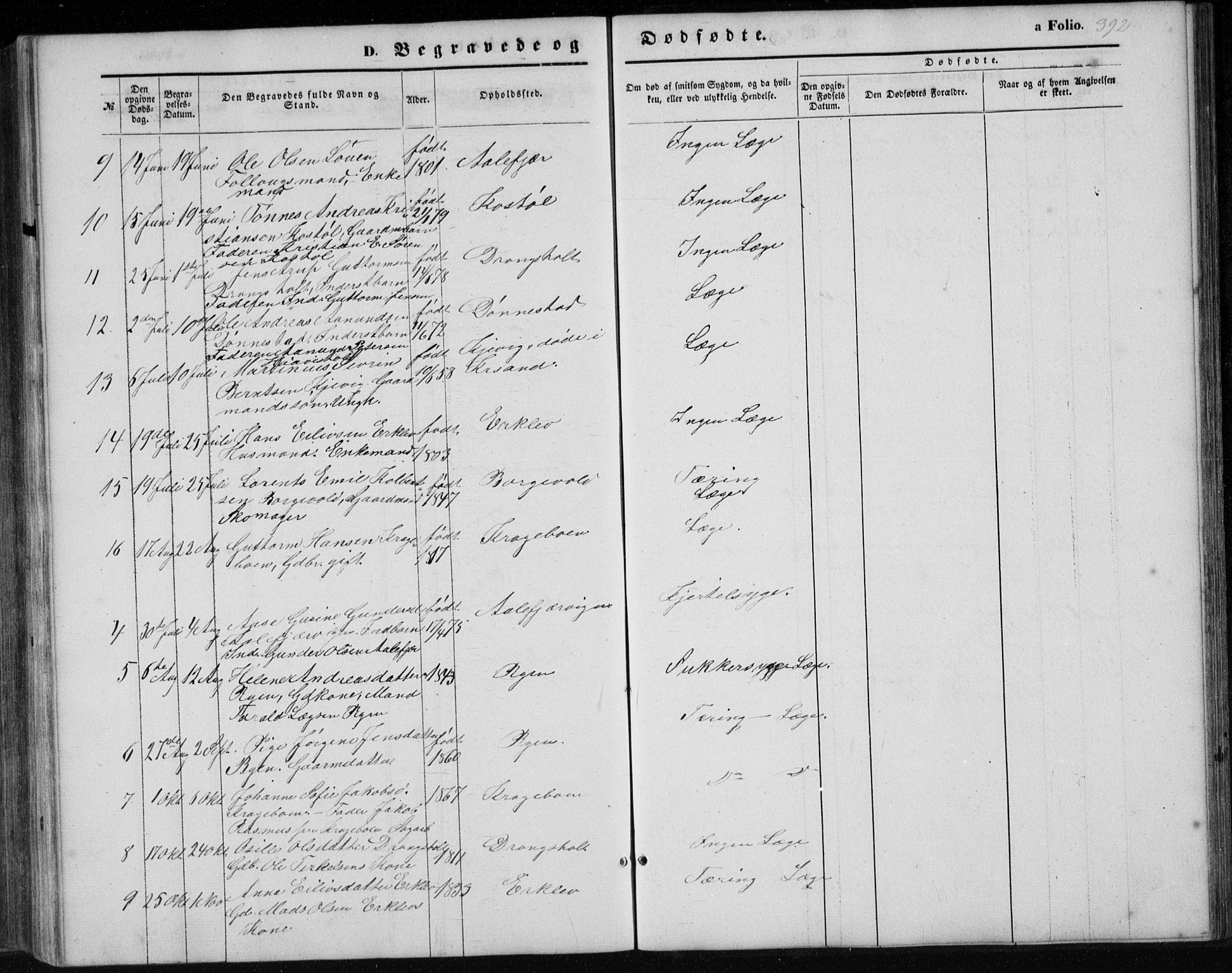 Tveit sokneprestkontor, AV/SAK-1111-0043/F/Fb/L0003: Parish register (copy) no. B 3, 1854-1886, p. 392