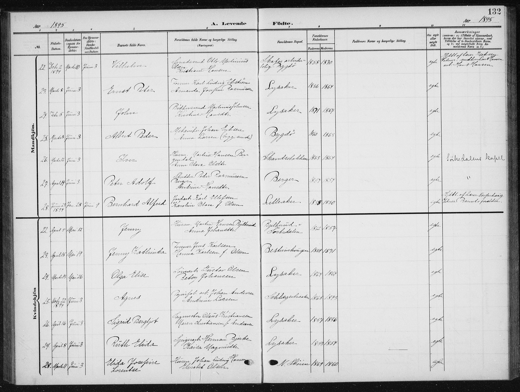 Vestre Aker prestekontor Kirkebøker, AV/SAO-A-10025/F/Fb/L0001: Parish register (official) no. II 1, 1880-1906, p. 132