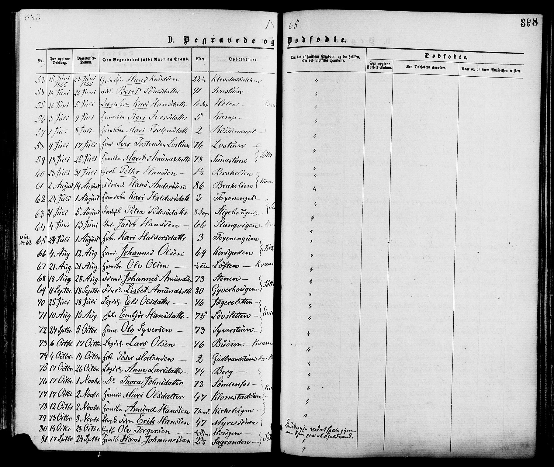Nord-Fron prestekontor, SAH/PREST-080/H/Ha/Haa/L0002: Parish register (official) no. 2, 1865-1883, p. 398