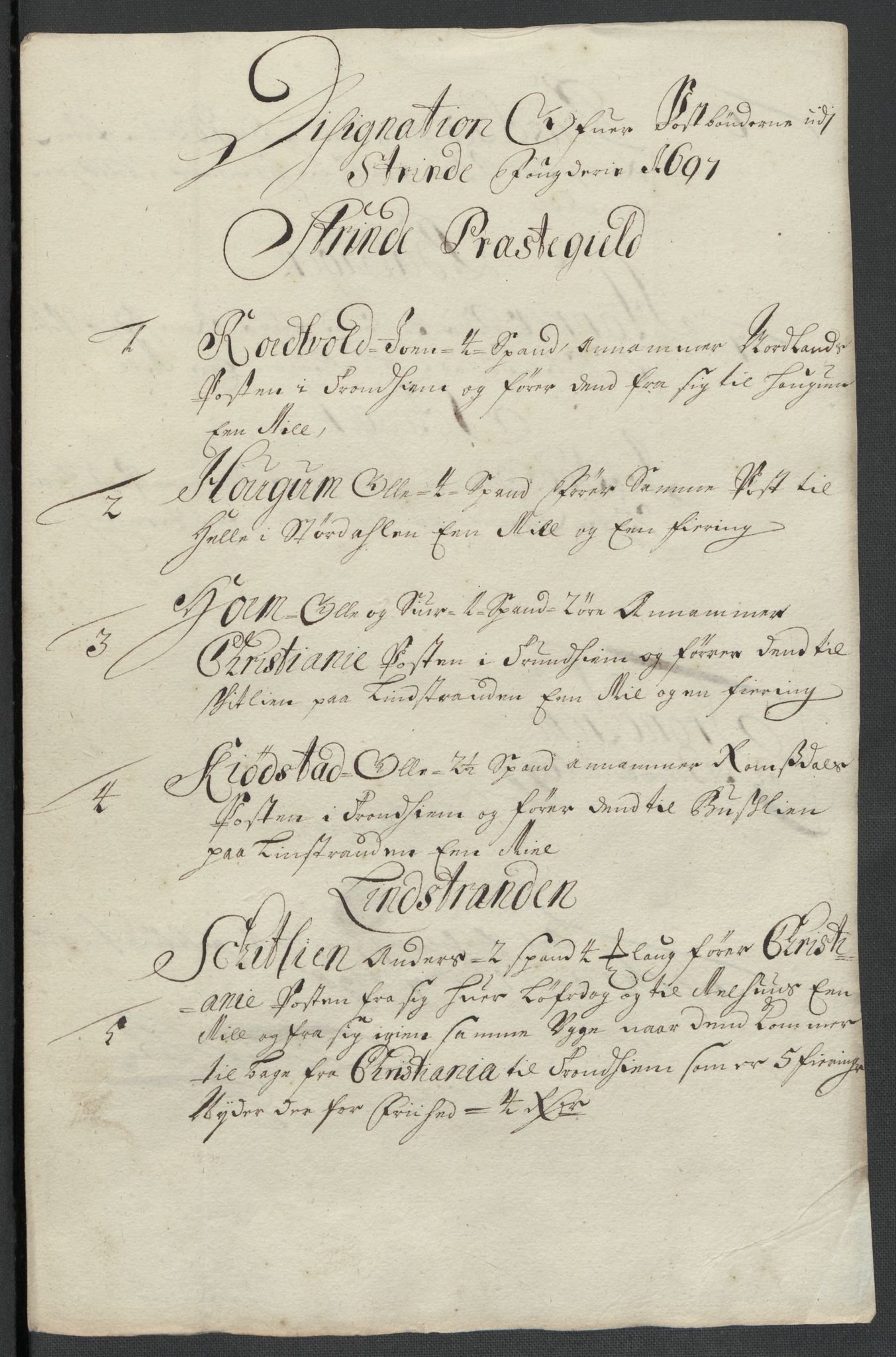 Rentekammeret inntil 1814, Reviderte regnskaper, Fogderegnskap, AV/RA-EA-4092/R61/L4106: Fogderegnskap Strinda og Selbu, 1696-1697, p. 261