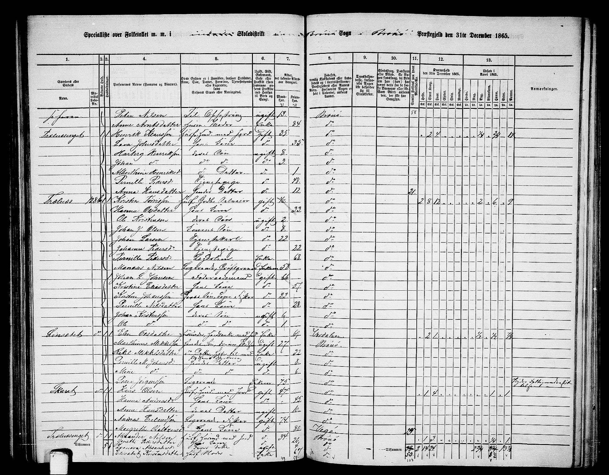 RA, 1865 census for Brønnøy, 1865, p. 99