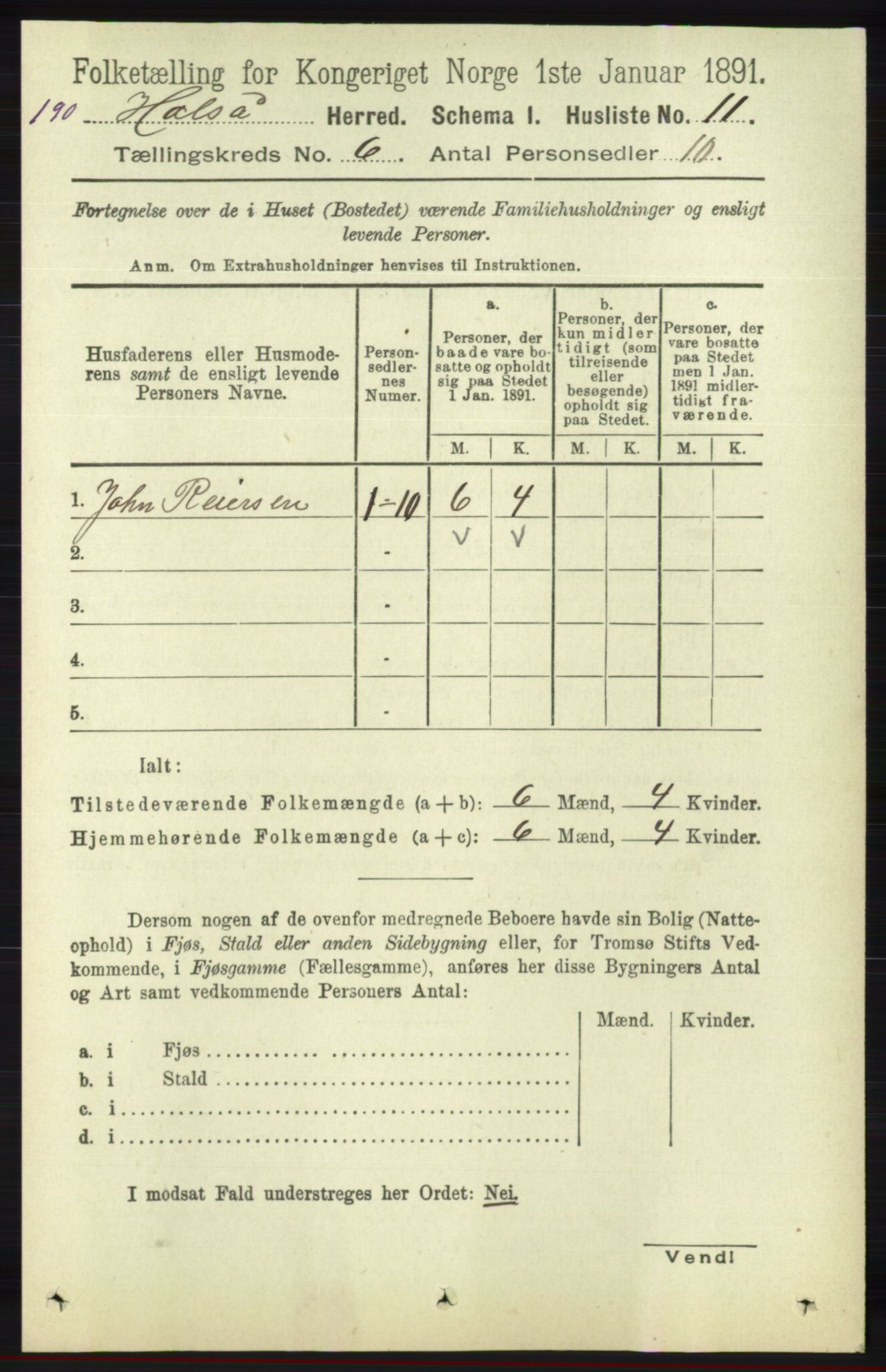 RA, 1891 census for 1019 Halse og Harkmark, 1891, p. 2321