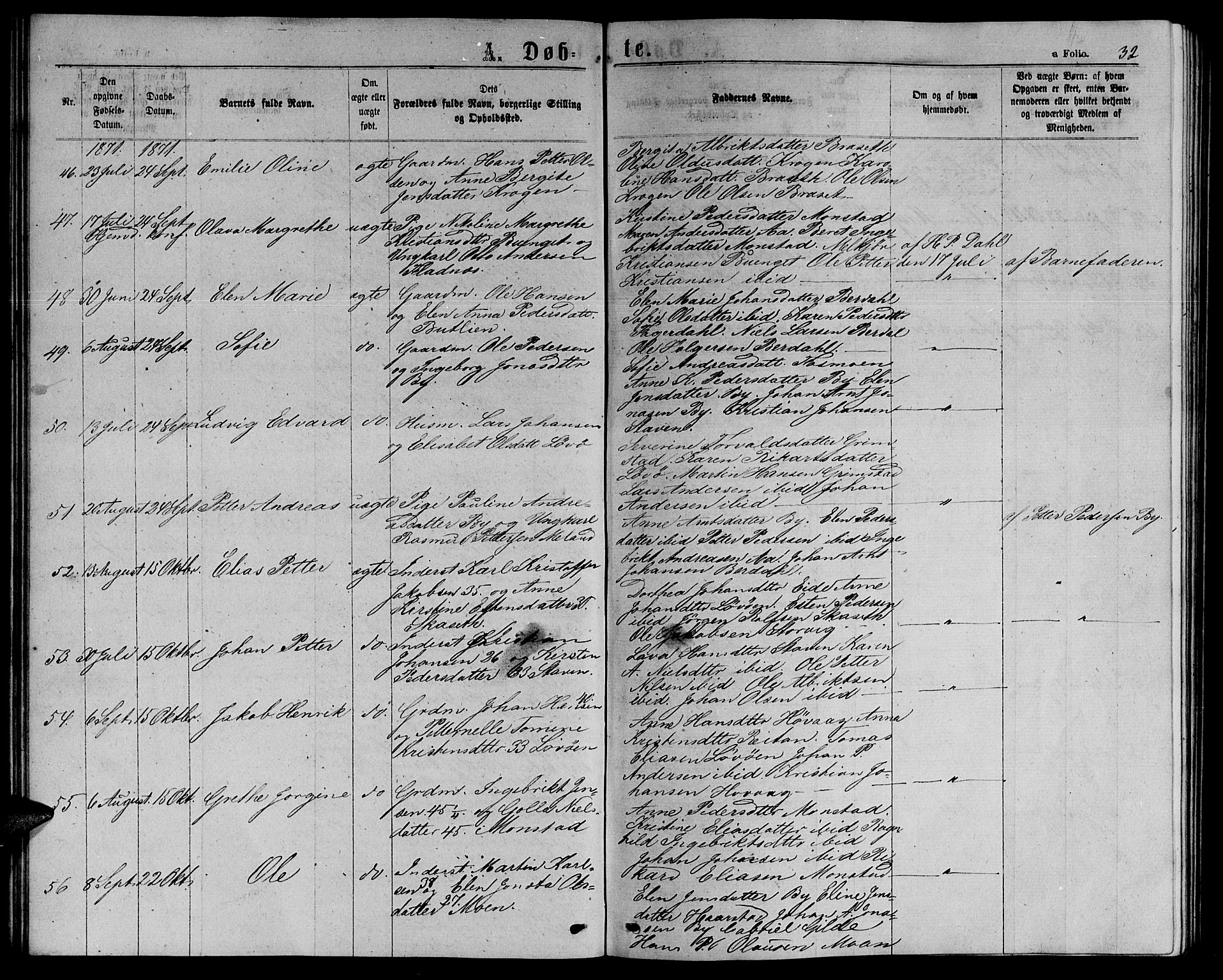 Ministerialprotokoller, klokkerbøker og fødselsregistre - Sør-Trøndelag, SAT/A-1456/655/L0686: Parish register (copy) no. 655C02, 1866-1879, p. 32