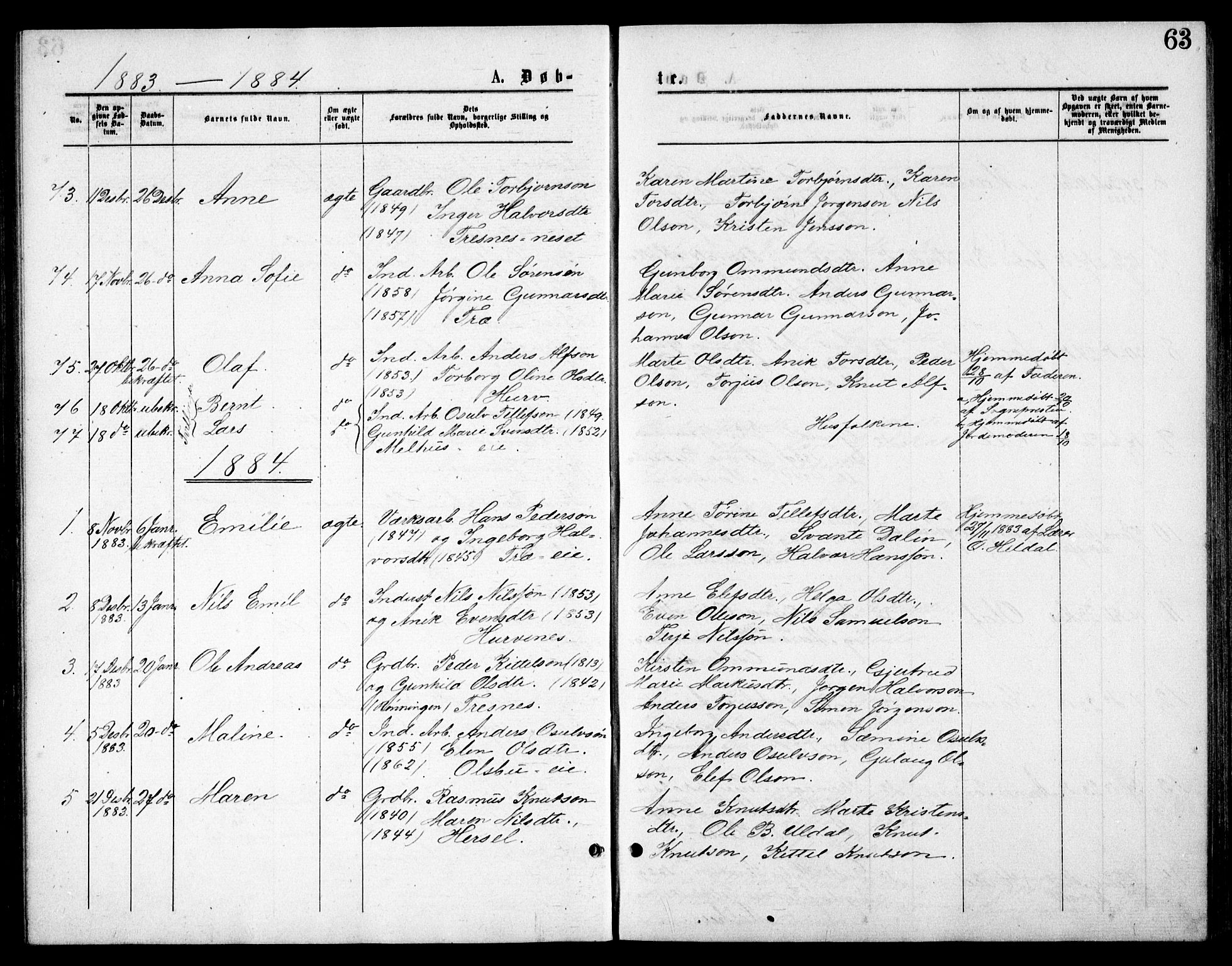 Froland sokneprestkontor, AV/SAK-1111-0013/F/Fb/L0009: Parish register (copy) no. B 9, 1875-1893, p. 63