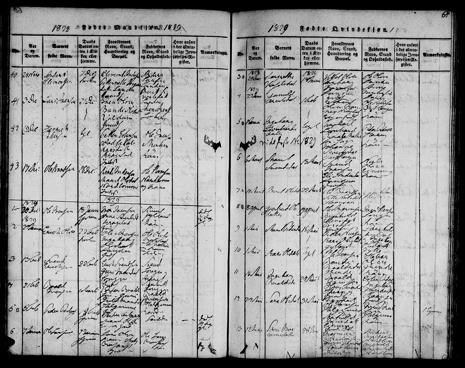 Ministerialprotokoller, klokkerbøker og fødselsregistre - Sør-Trøndelag, SAT/A-1456/692/L1102: Parish register (official) no. 692A02, 1816-1842, p. 64