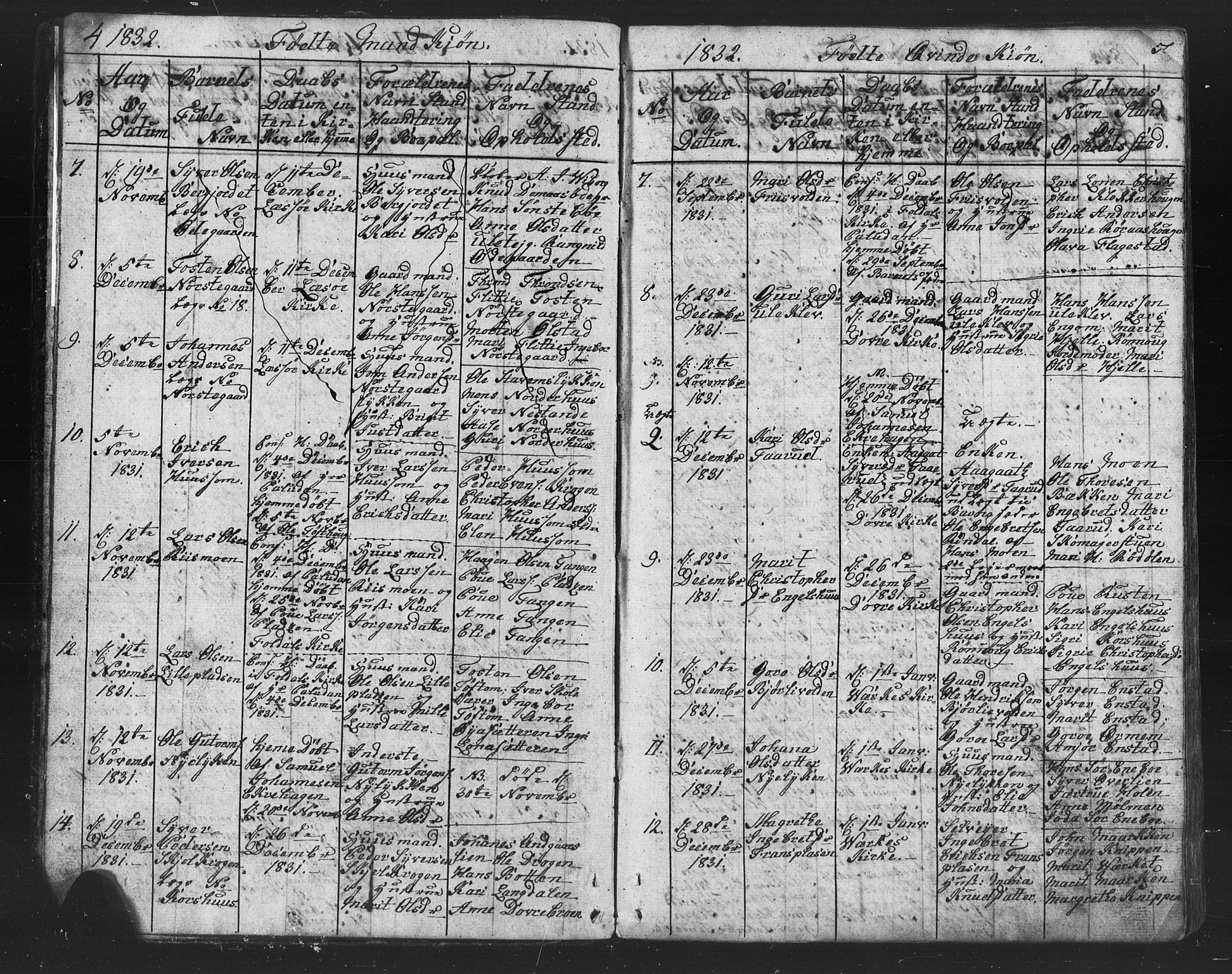 Lesja prestekontor, SAH/PREST-068/H/Ha/Hab/L0002: Parish register (copy) no. 2, 1832-1850, p. 4-5
