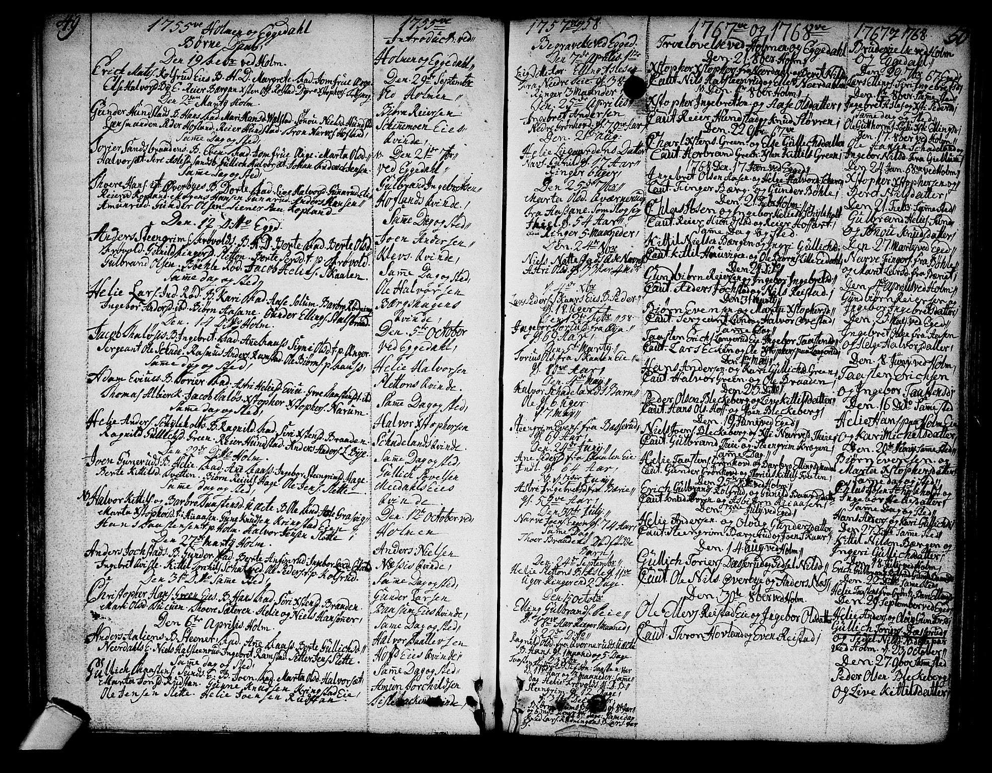 Sigdal kirkebøker, SAKO/A-245/F/Fa/L0001: Parish register (official) no. I 1, 1722-1777, p. 49-50