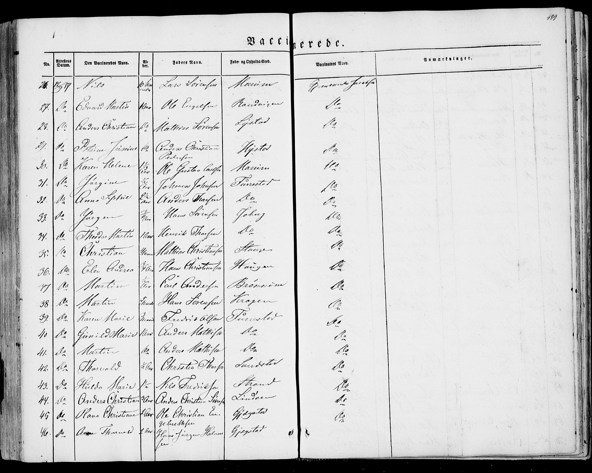 Sandar kirkebøker, AV/SAKO-A-243/F/Fa/L0007: Parish register (official) no. 7, 1855-1861, p. 489