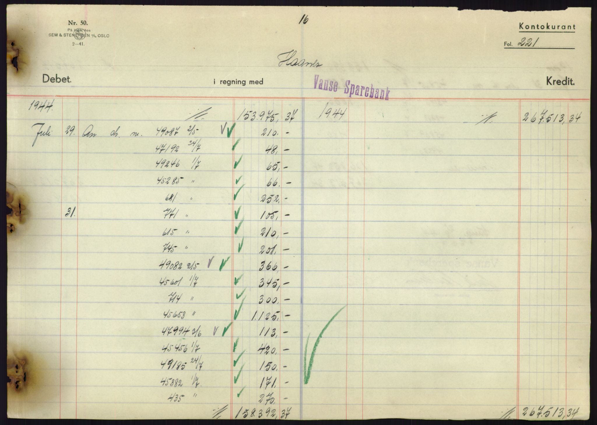 Forsvarsdepartementet, 10. kontor / Oppgjørskontoret, AV/RA-RAFA-1225/D/Db/L0180: Lista oppgjørskontor, 1942-1952, p. 2221