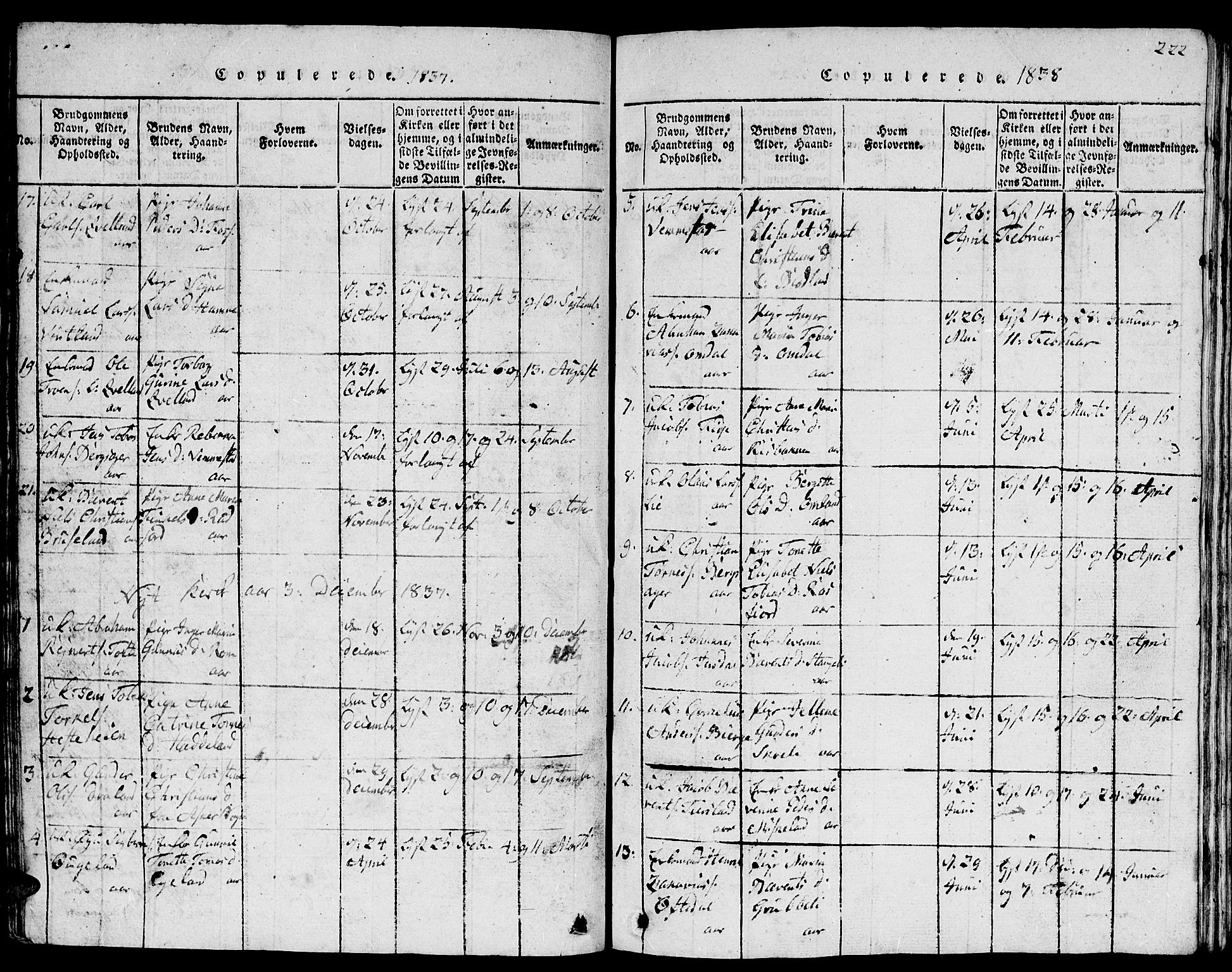 Lyngdal sokneprestkontor, AV/SAK-1111-0029/F/Fb/Fbc/L0001: Parish register (copy) no. B 1, 1815-1844, p. 222