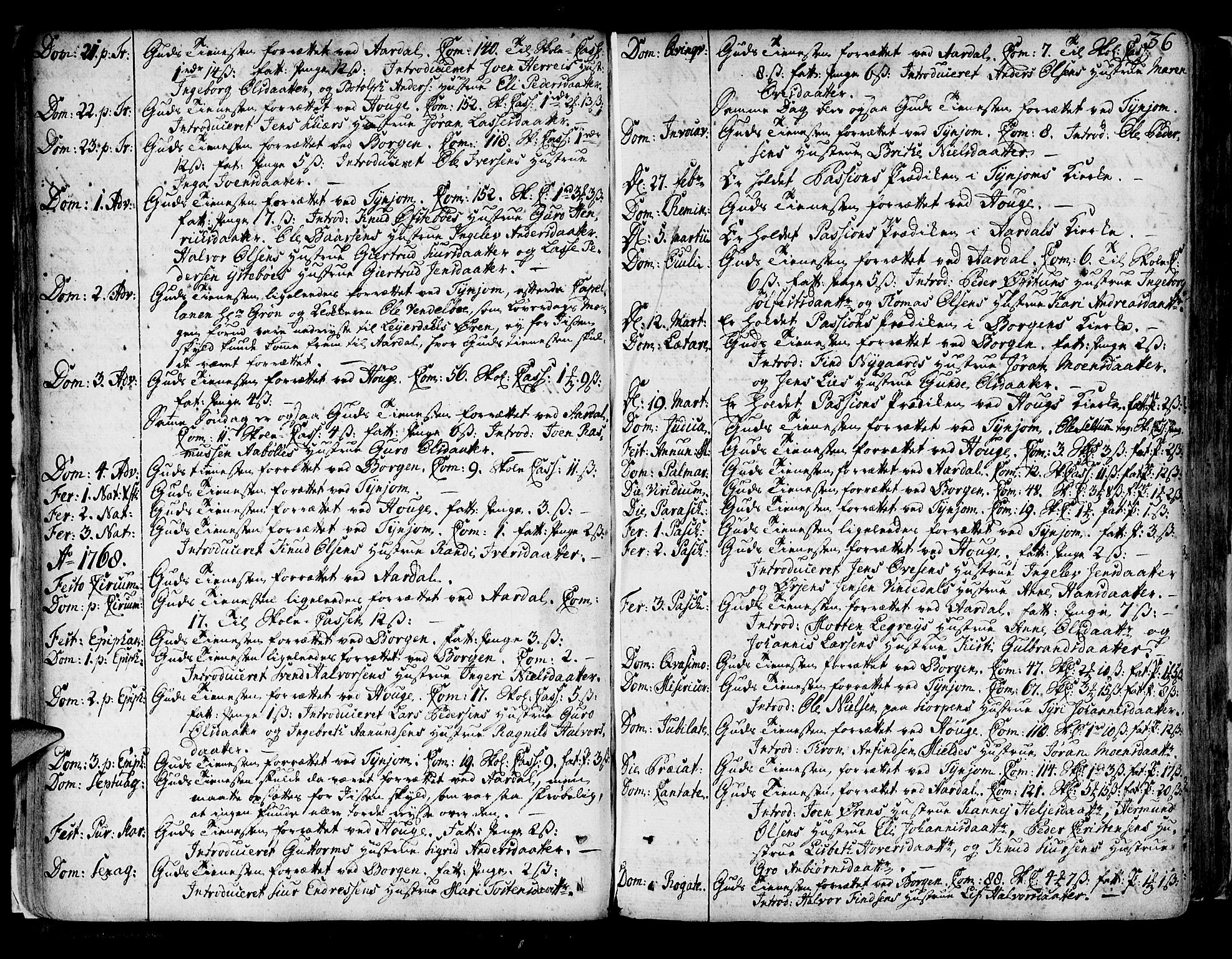 Lærdal sokneprestembete, AV/SAB-A-81201: Parish register (official) no. A 2, 1752-1782, p. 36