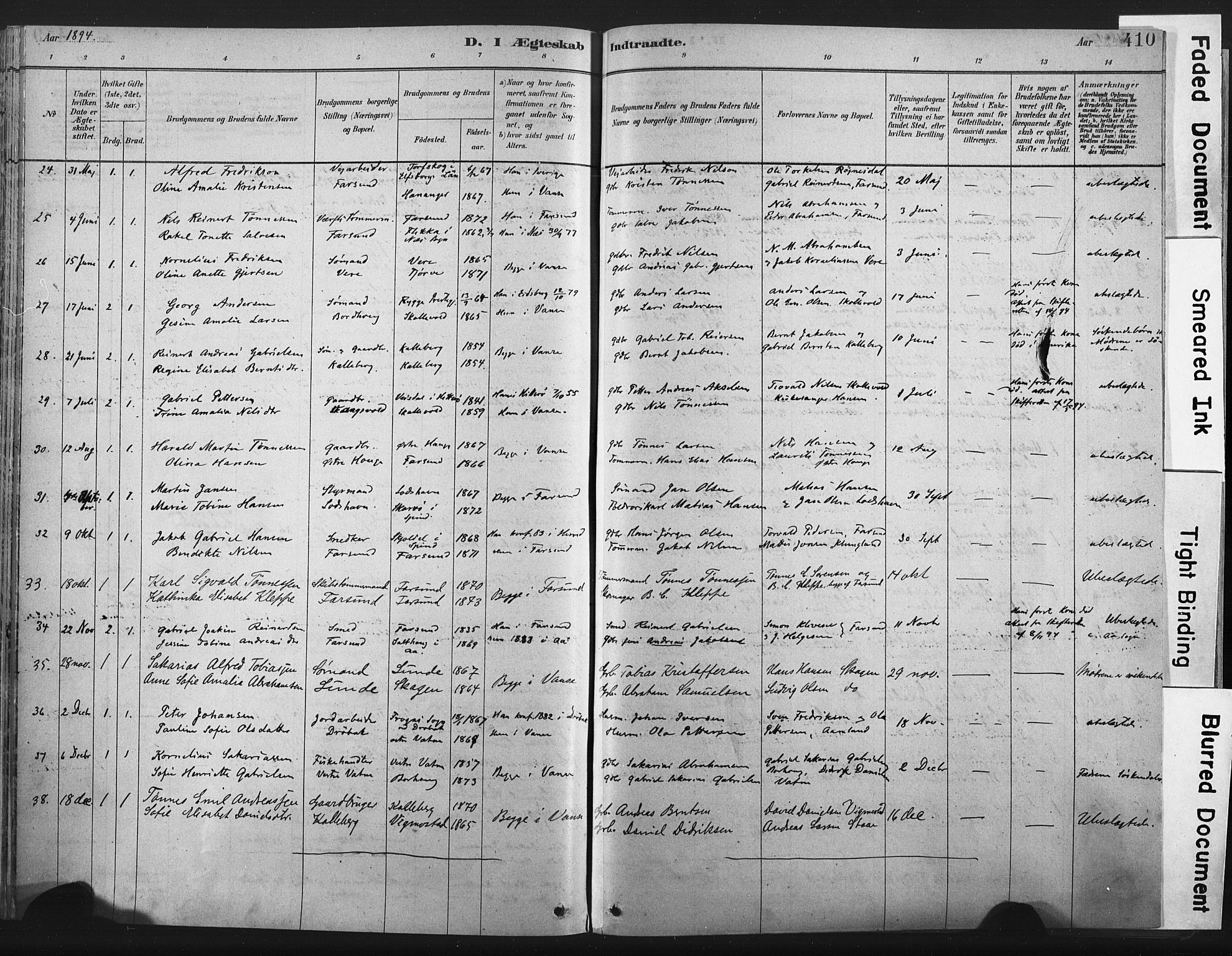 Lista sokneprestkontor, AV/SAK-1111-0027/F/Fa/L0012: Parish register (official) no. A 12, 1879-1903, p. 410