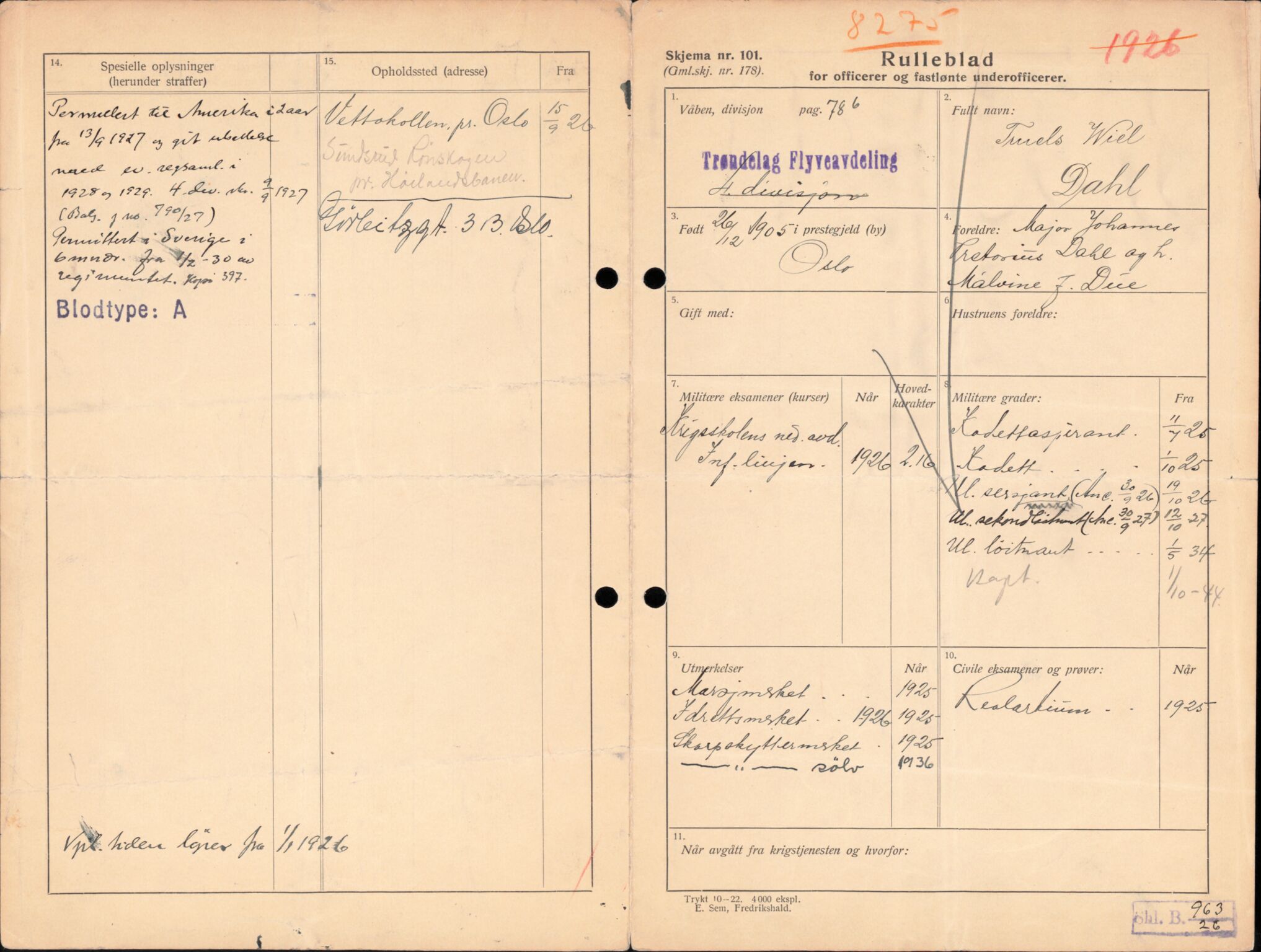 Forsvaret, Forsvarets overkommando/Luftforsvarsstaben, AV/RA-RAFA-4079/P/Pa/L0013: Personellmapper, 1905, p. 48