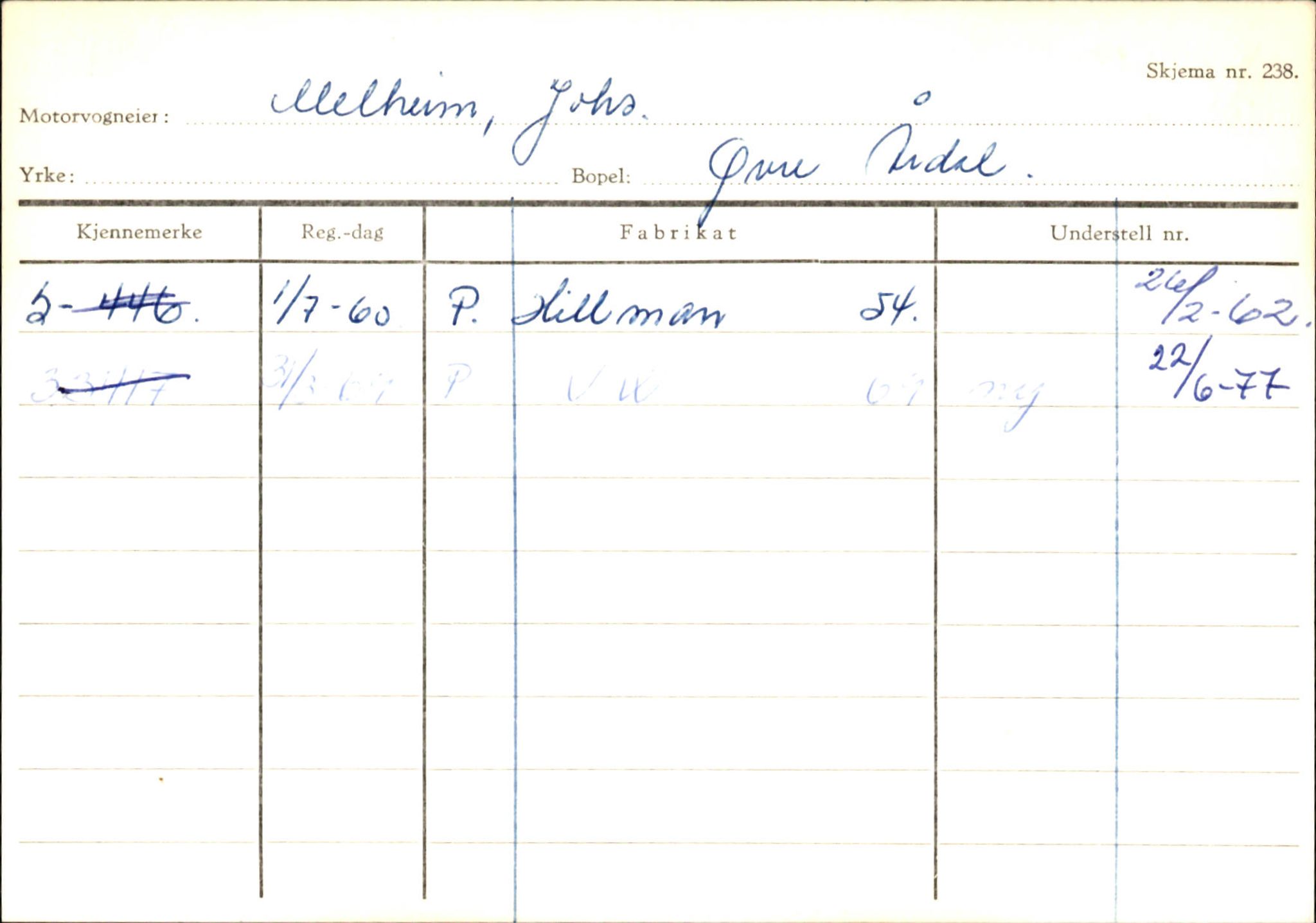 Statens vegvesen, Sogn og Fjordane vegkontor, AV/SAB-A-5301/4/F/L0145: Registerkort Vågsøy S-Å. Årdal I-P, 1945-1975, p. 1655