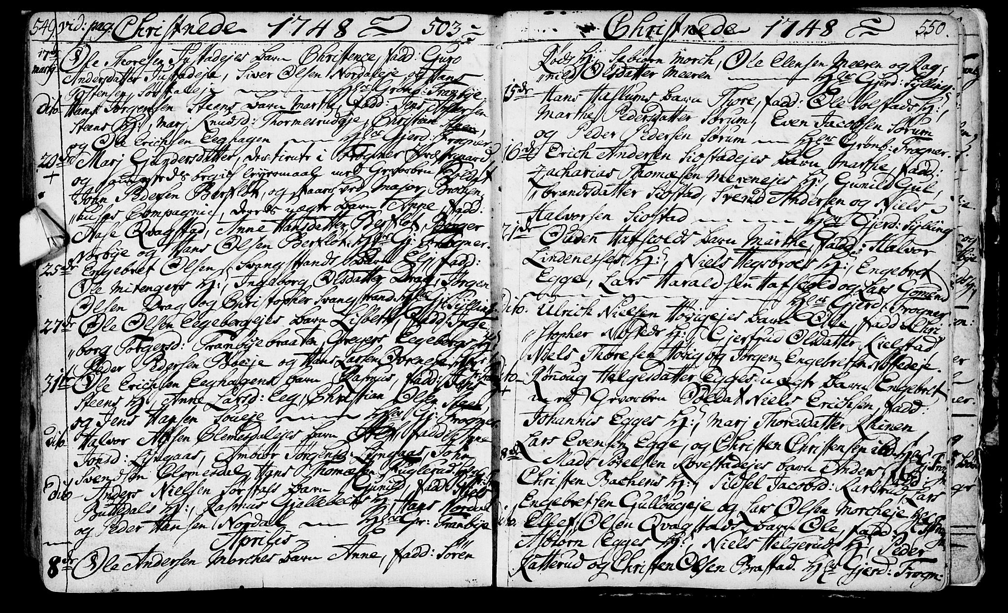 Lier kirkebøker, AV/SAKO-A-230/F/Fa/L0003: Parish register (official) no. I 3, 1727-1748, p. 549-550