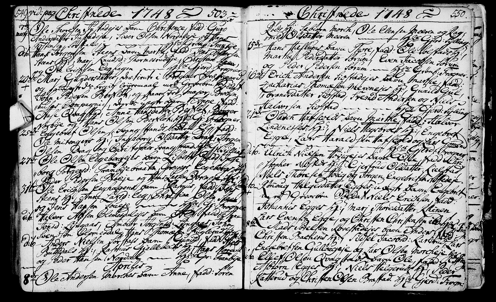 Lier kirkebøker, SAKO/A-230/F/Fa/L0003: Parish register (official) no. I 3, 1727-1748, p. 549-550