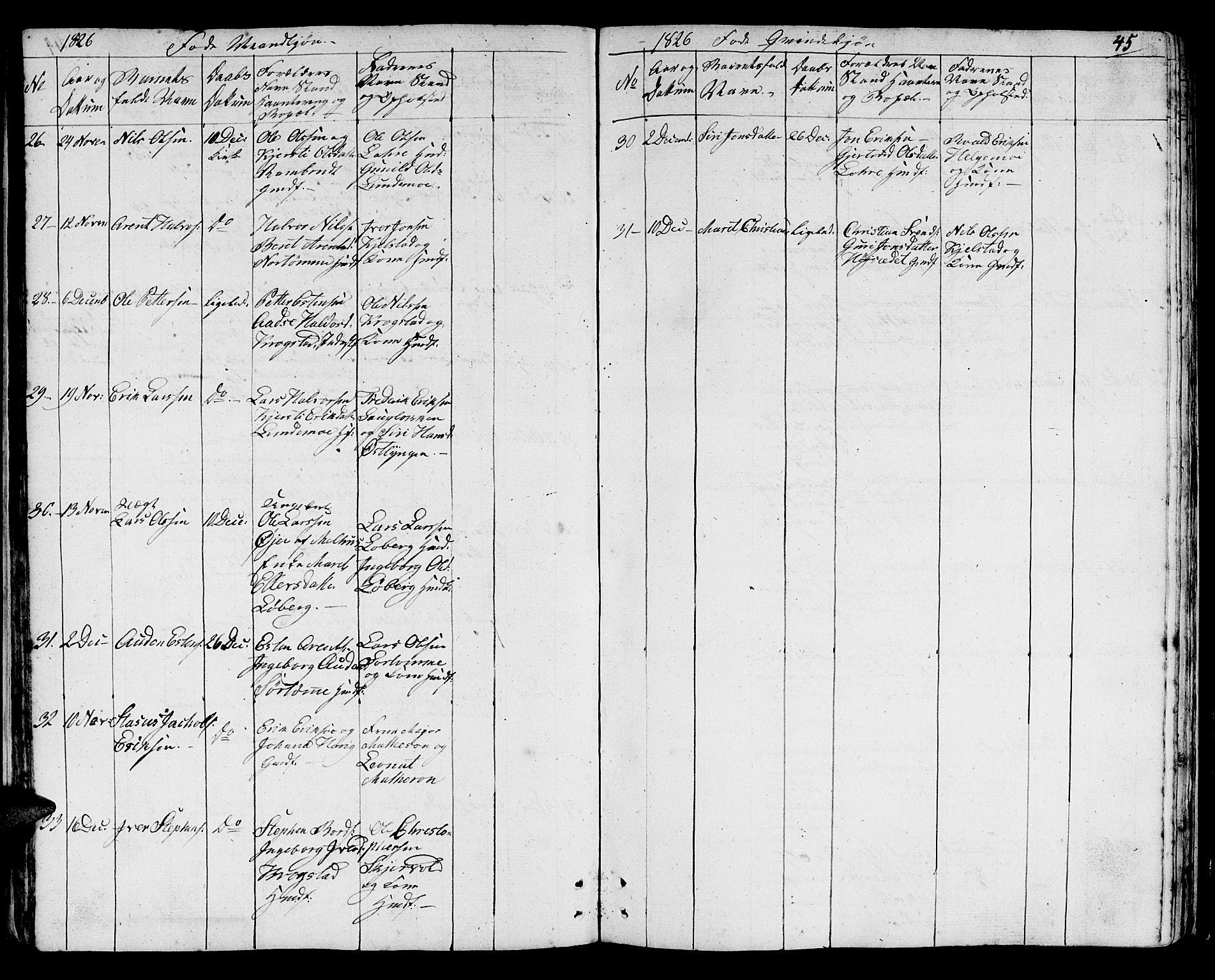 Ministerialprotokoller, klokkerbøker og fødselsregistre - Sør-Trøndelag, AV/SAT-A-1456/692/L1108: Parish register (copy) no. 692C03, 1816-1833, p. 45