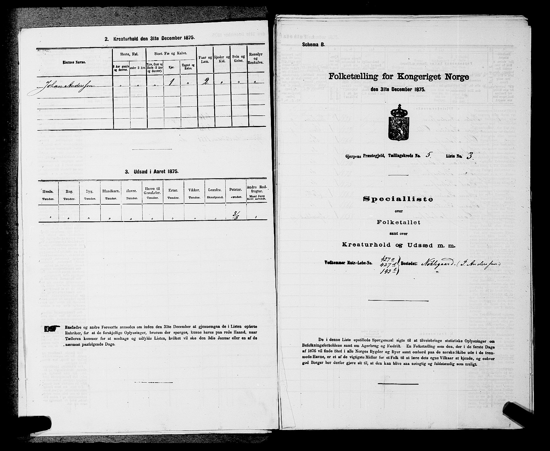 SAKO, 1875 census for 0812P Gjerpen, 1875, p. 594