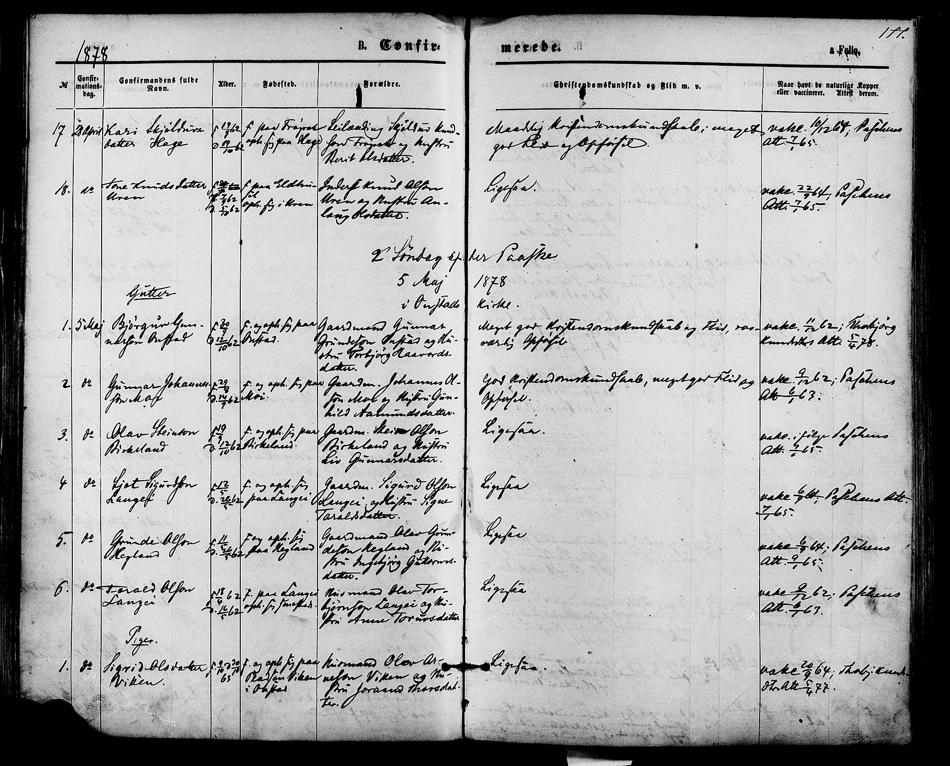 Bygland sokneprestkontor, AV/SAK-1111-0006/F/Fa/Fab/L0006: Parish register (official) no. A 6, 1873-1884, p. 177