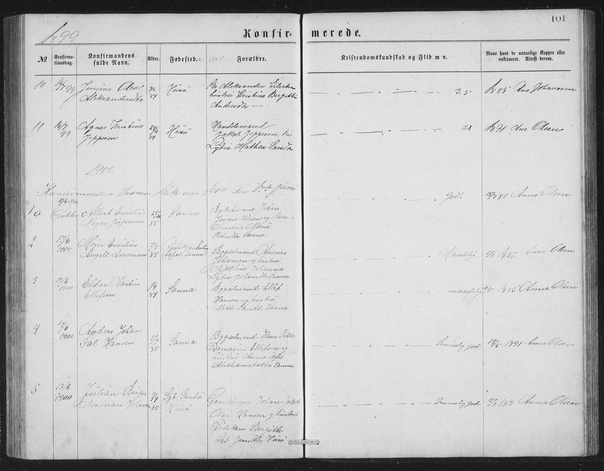 Ministerialprotokoller, klokkerbøker og fødselsregistre - Nordland, AV/SAT-A-1459/840/L0582: Parish register (copy) no. 840C02, 1874-1900, p. 101