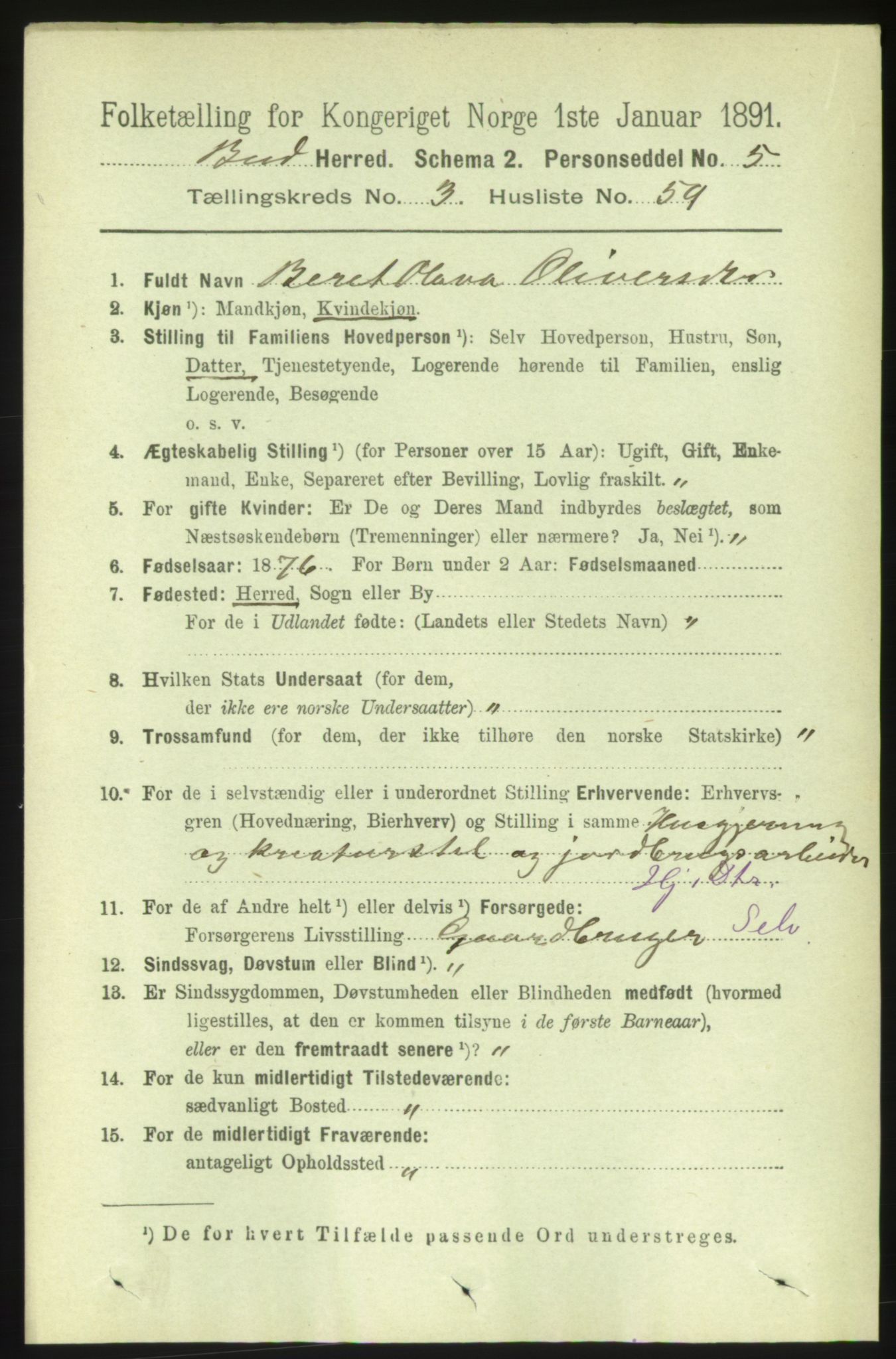 RA, 1891 census for 1549 Bud, 1891, p. 1859