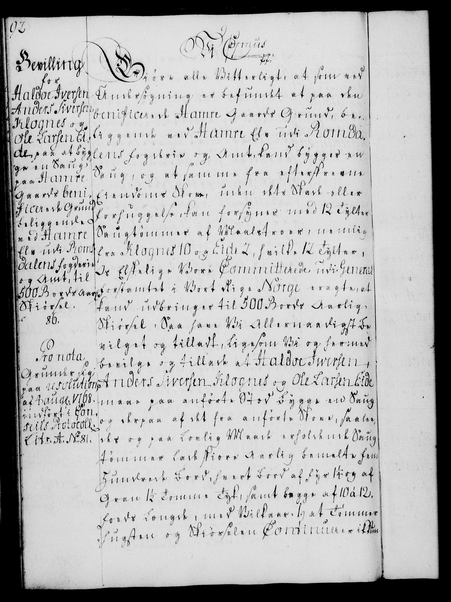 Rentekammeret, Kammerkanselliet, AV/RA-EA-3111/G/Gg/Gga/L0008: Norsk ekspedisjonsprotokoll med register (merket RK 53.8), 1768-1771, p. 92