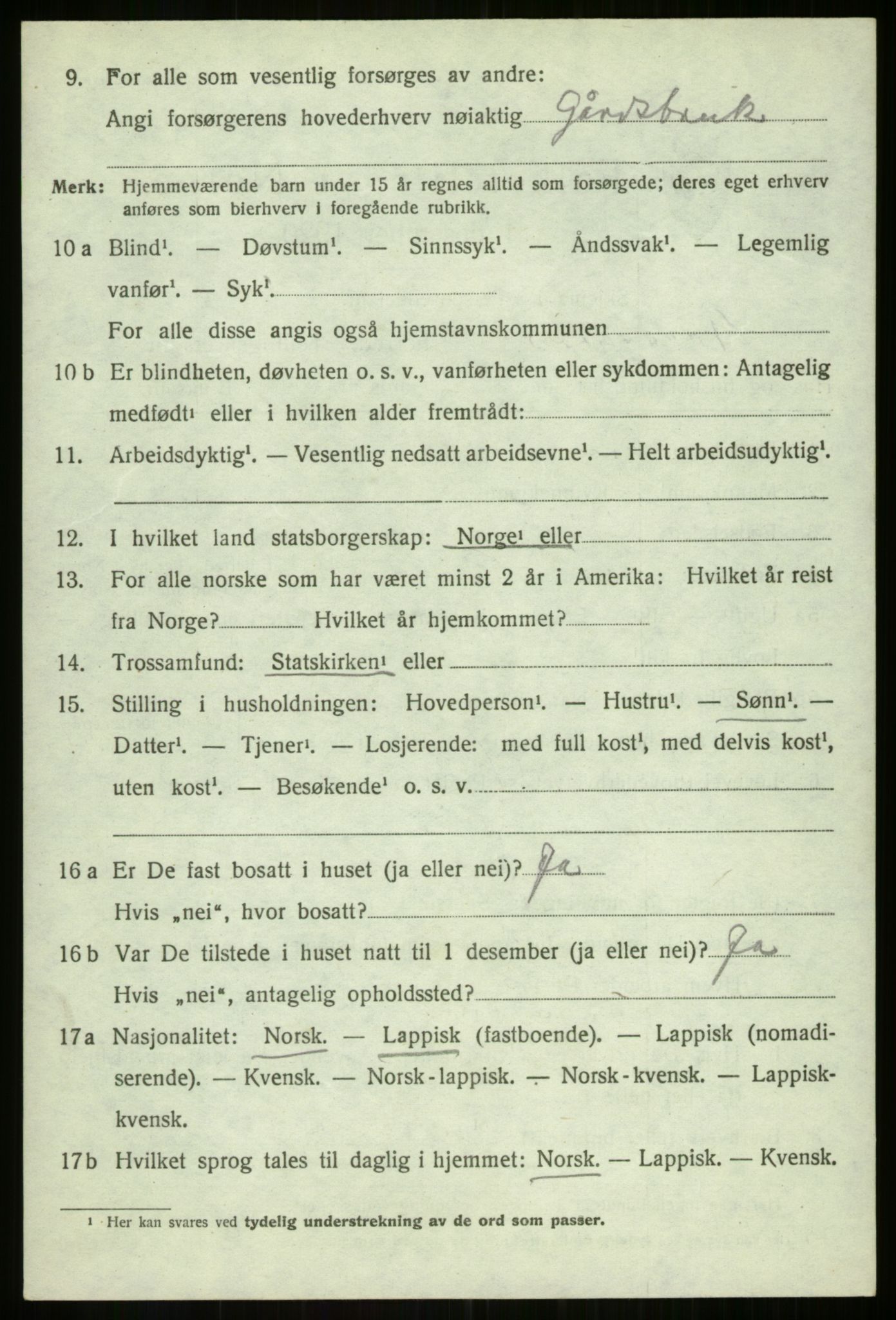 SATØ, 1920 census for Balsfjord, 1920, p. 3189