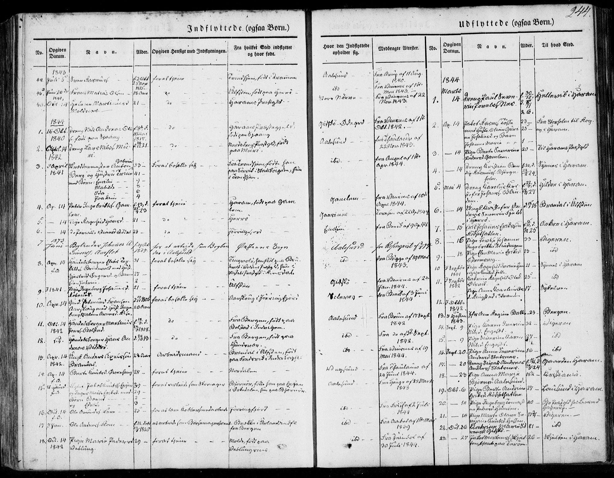 Ministerialprotokoller, klokkerbøker og fødselsregistre - Møre og Romsdal, SAT/A-1454/528/L0396: Parish register (official) no. 528A07, 1839-1847, p. 244