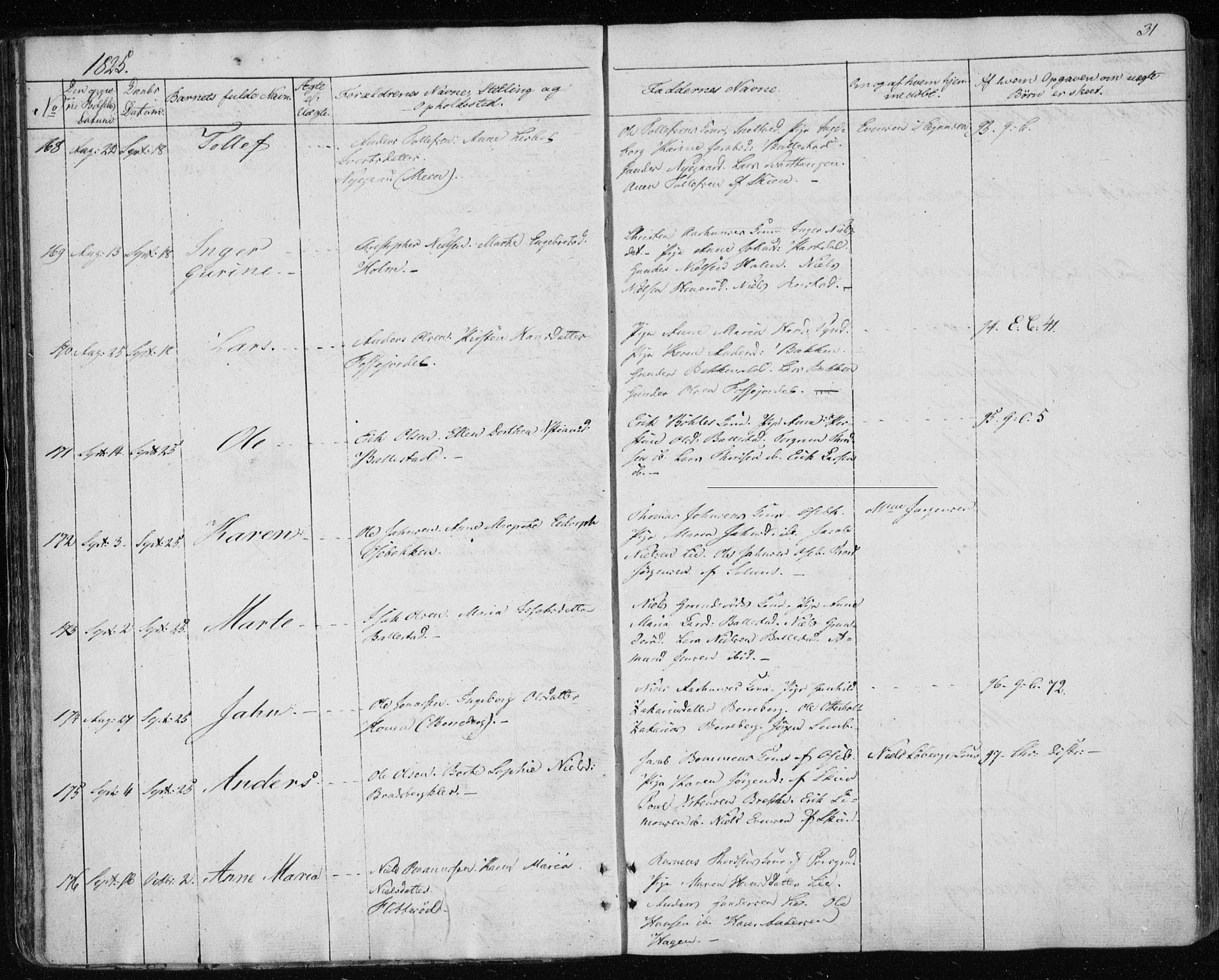 Gjerpen kirkebøker, AV/SAKO-A-265/F/Fa/L0005: Parish register (official) no. I 5, 1823-1829, p. 31