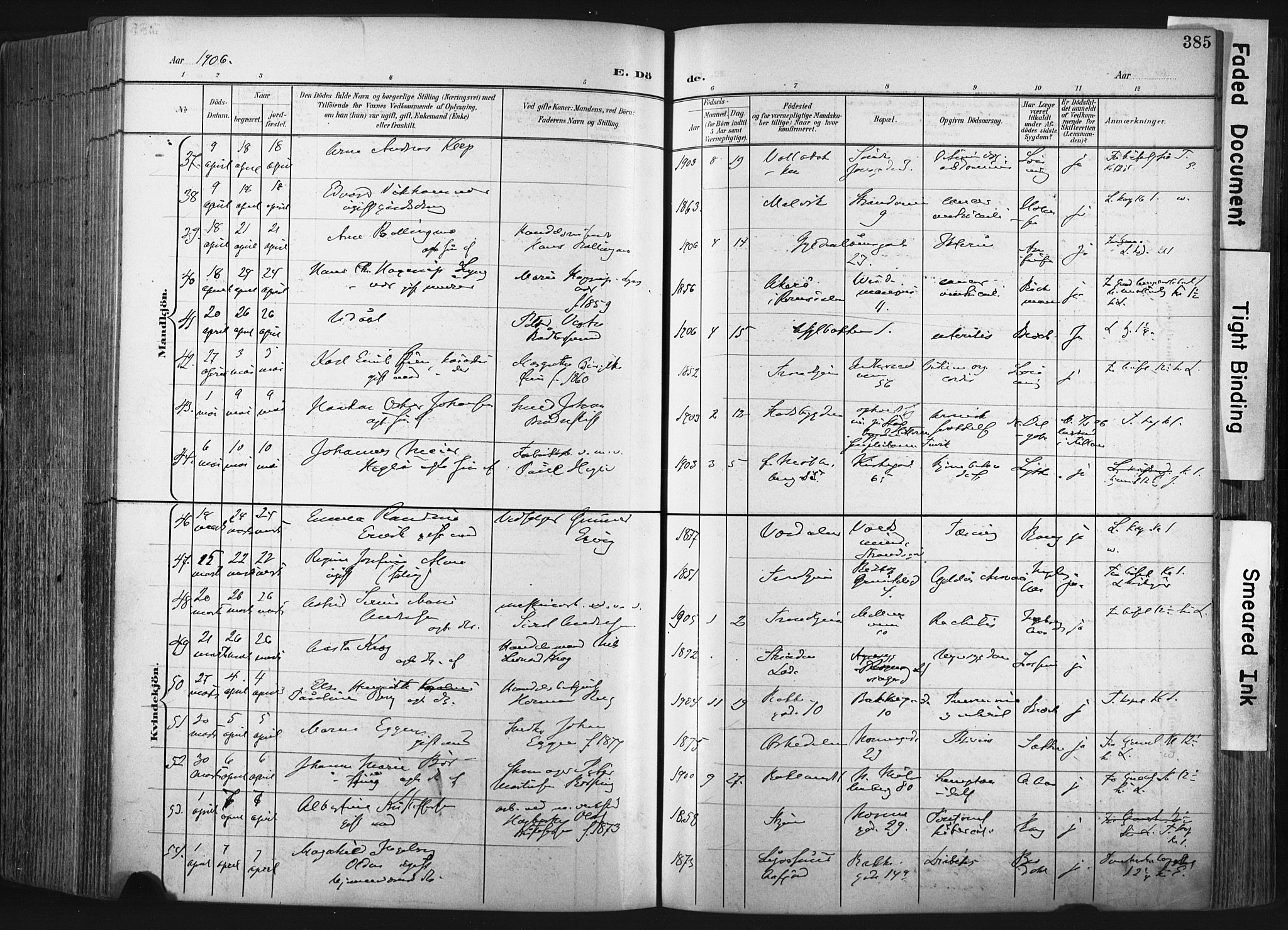 Ministerialprotokoller, klokkerbøker og fødselsregistre - Sør-Trøndelag, SAT/A-1456/604/L0201: Parish register (official) no. 604A21, 1901-1911, p. 385
