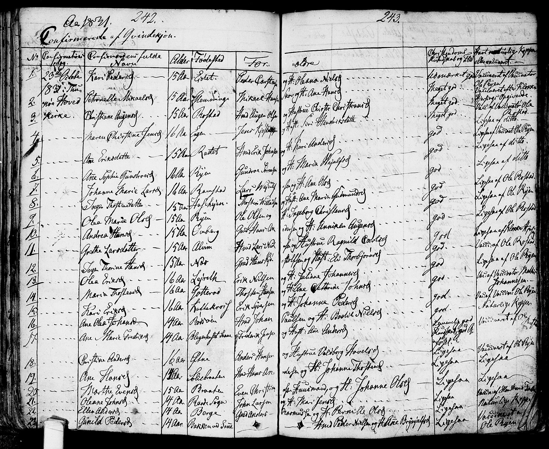 Tune prestekontor Kirkebøker, AV/SAO-A-2007/F/Fa/L0007: Parish register (official) no. 7, 1831-1837, p. 242-243