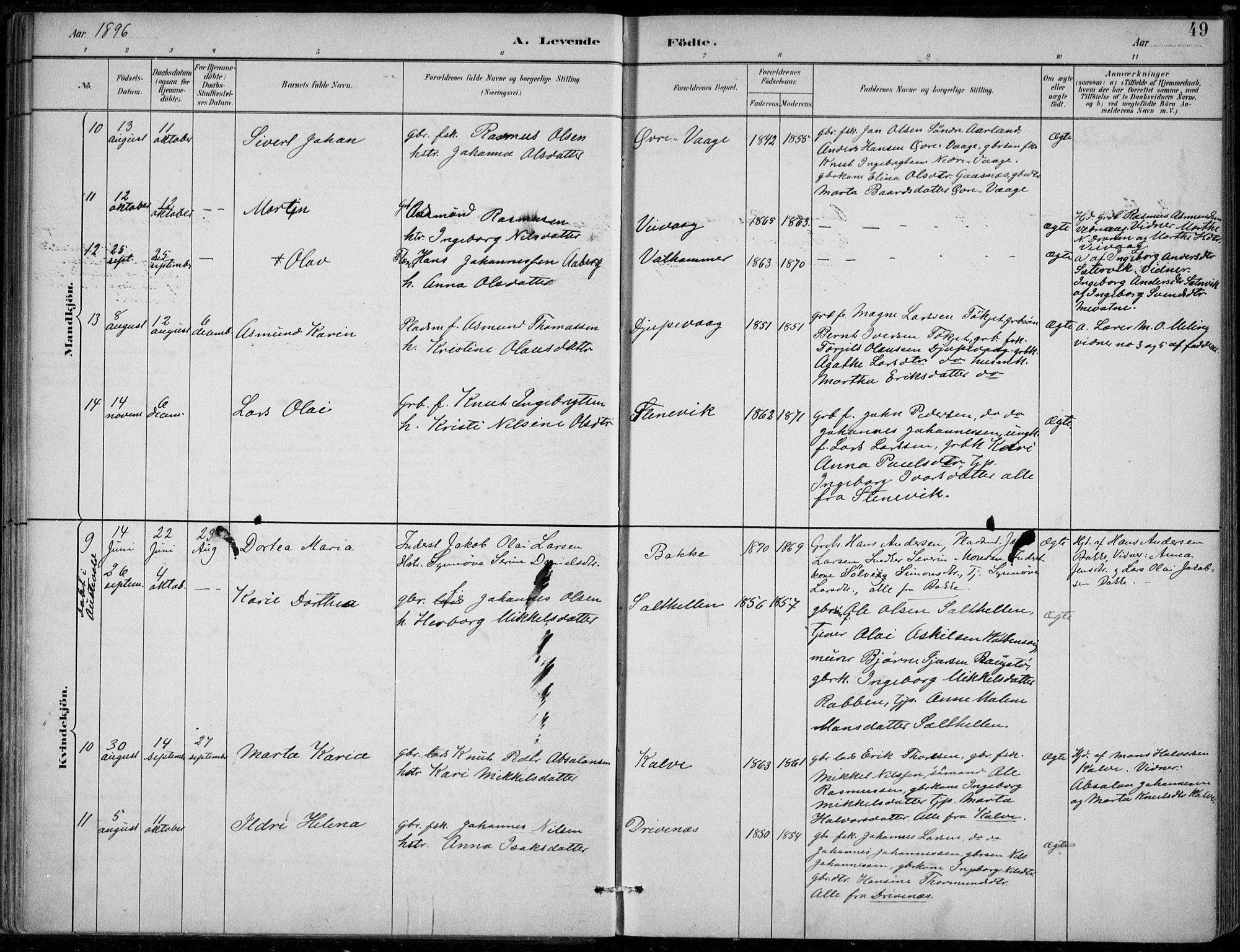 Sund sokneprestembete, AV/SAB-A-99930: Parish register (official) no. D 1, 1882-1899, p. 49