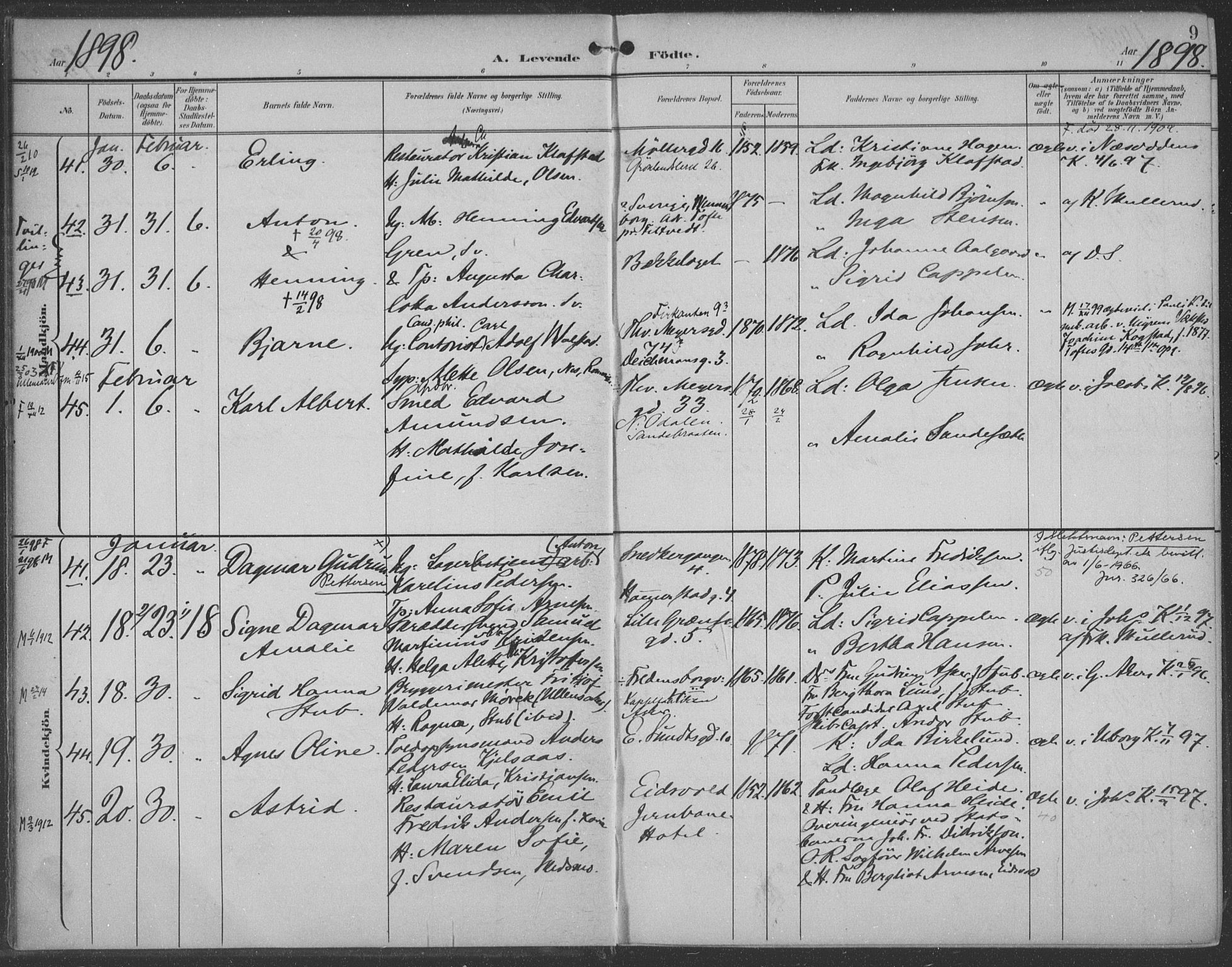 Rikshospitalet prestekontor Kirkebøker, SAO/A-10309b/F/L0011: Parish register (official) no. 11, 1898-1900, p. 9