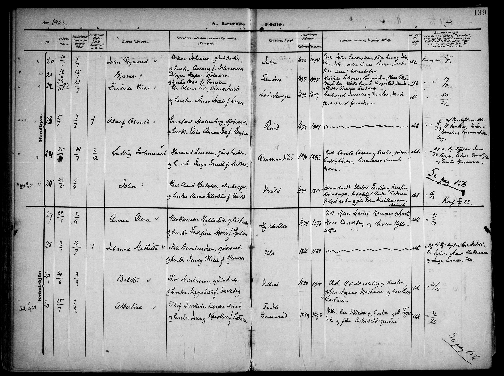 Tjølling kirkebøker, AV/SAKO-A-60/F/Fa/L0010: Parish register (official) no. 10, 1906-1923, p. 139