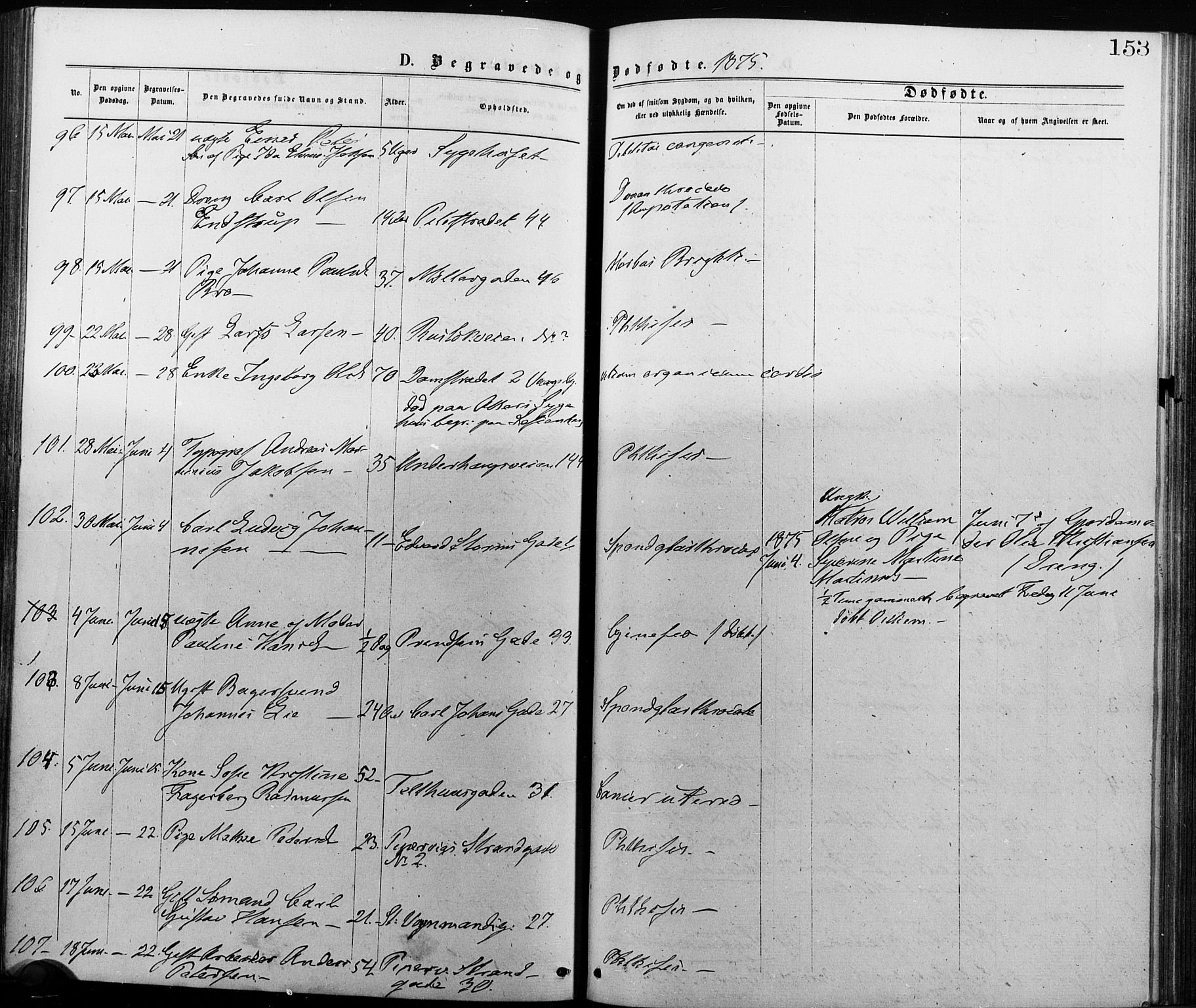 Krohgstøtten sykehusprest Kirkebøker, AV/SAO-A-10854/F/Fa/L0002: Parish register (official) no. 2, 1873-1932, p. 153